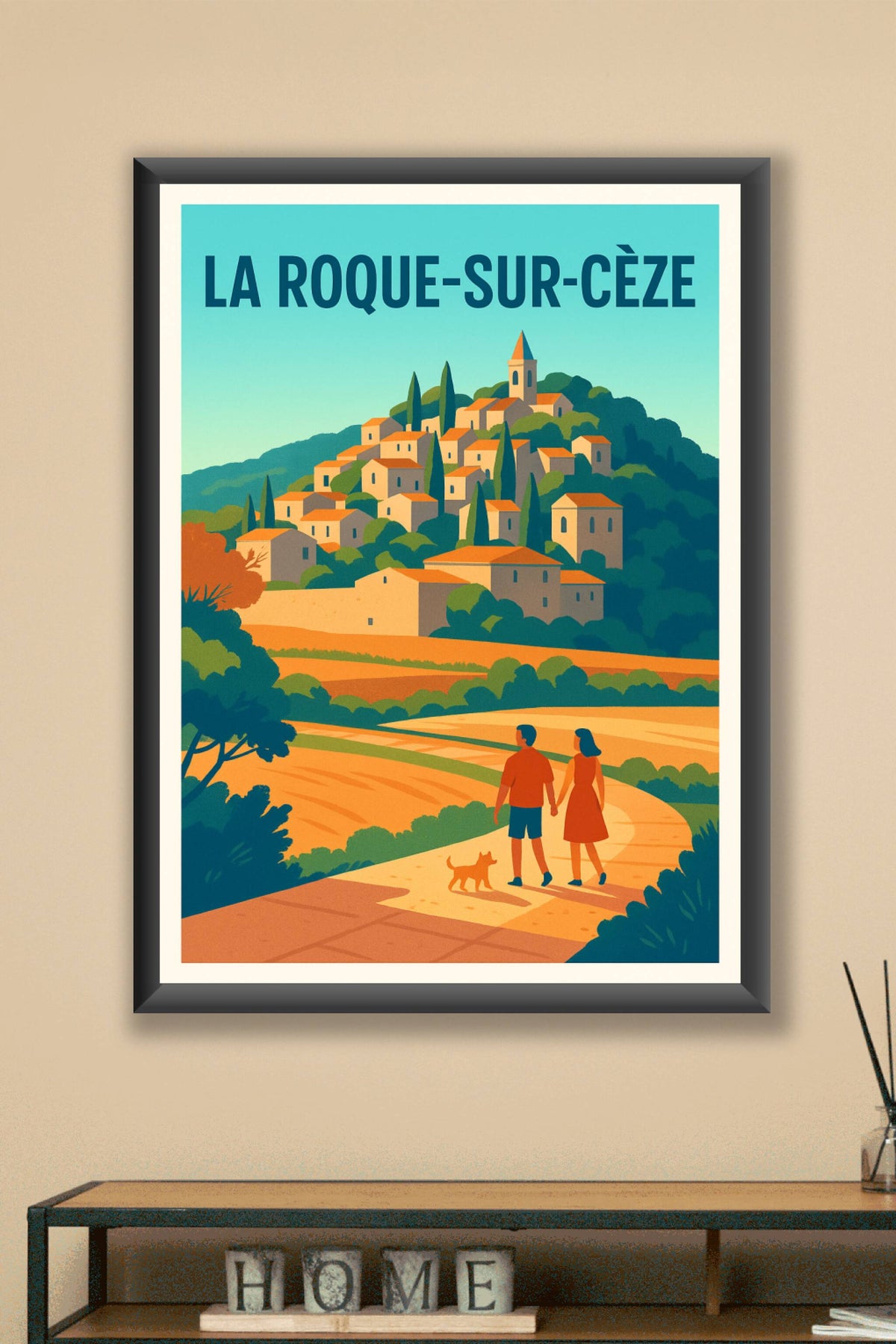 Affiche La Roque-sur-Cèze — Charme et sérénité en pleine nature · poster d'art de La Roque-sur-Cèze