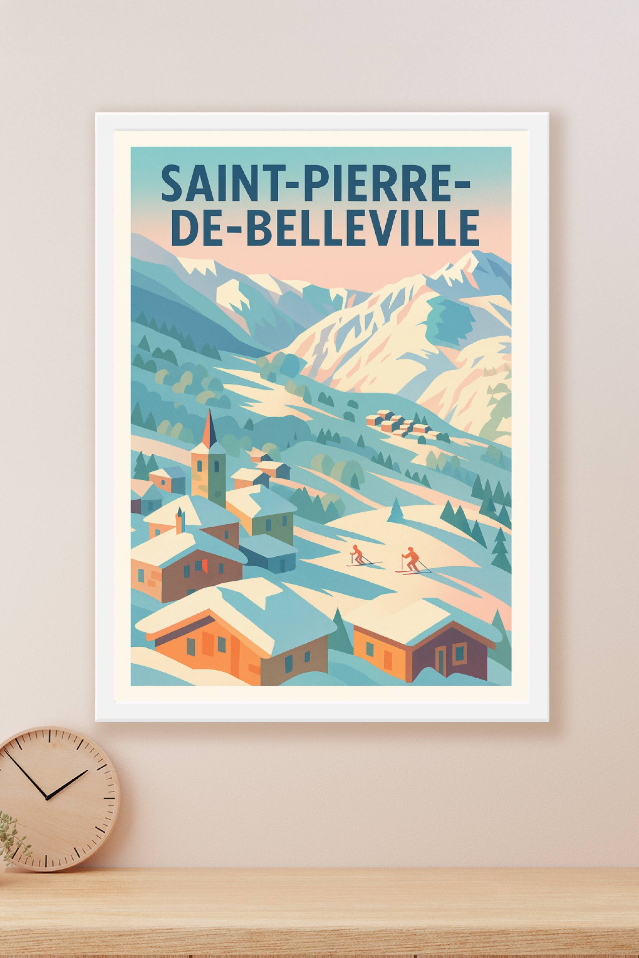 Affiche Saint-Pierre-de-Belleville — Esprit Montagnard et Neige Éternelle · poster d'art de Saint-Pierre-de-Belleville