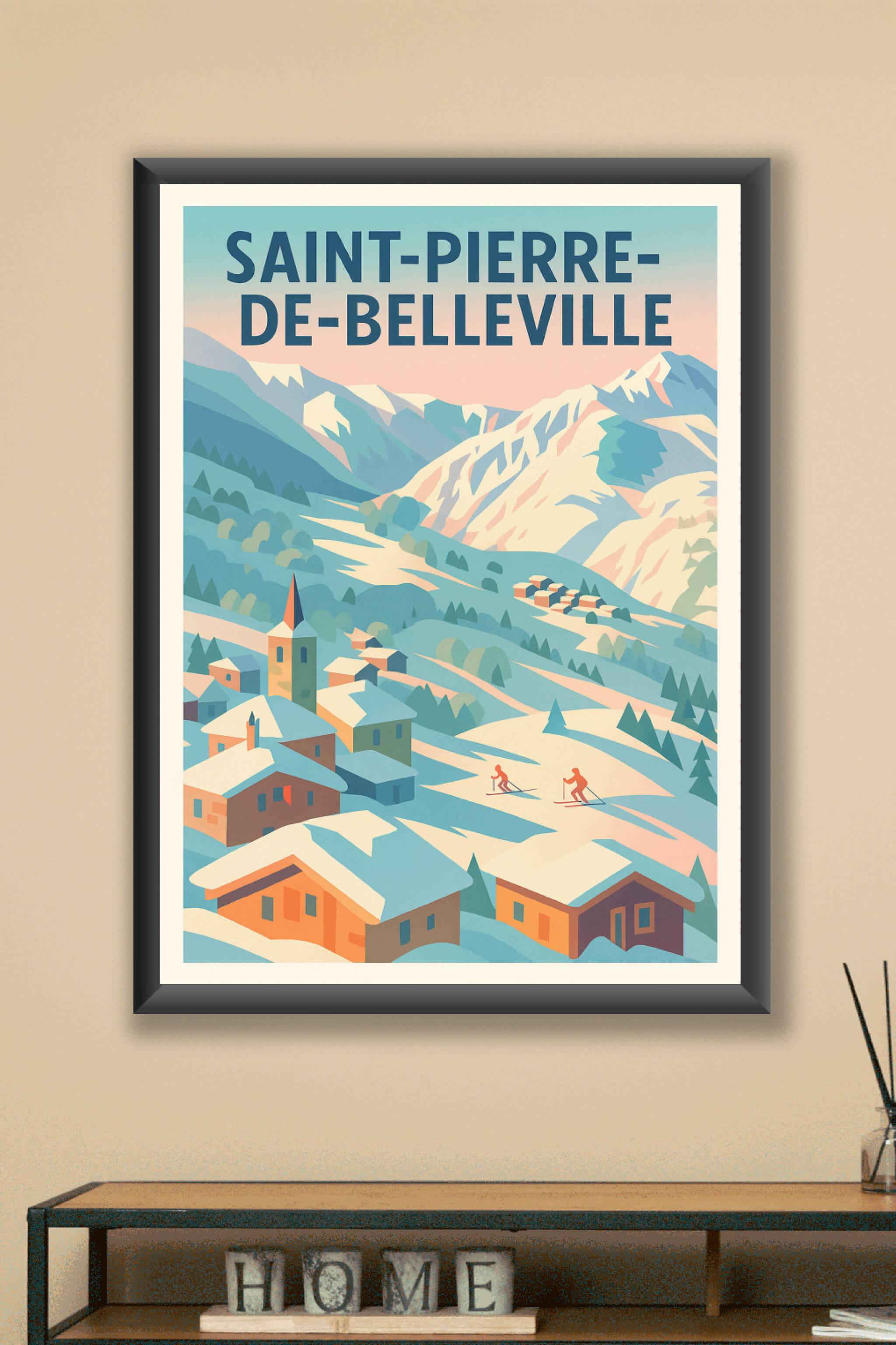 Affiche Saint-Pierre-de-Belleville — Esprit Montagnard et Neige Éternelle · poster d'art de Saint-Pierre-de-Belleville