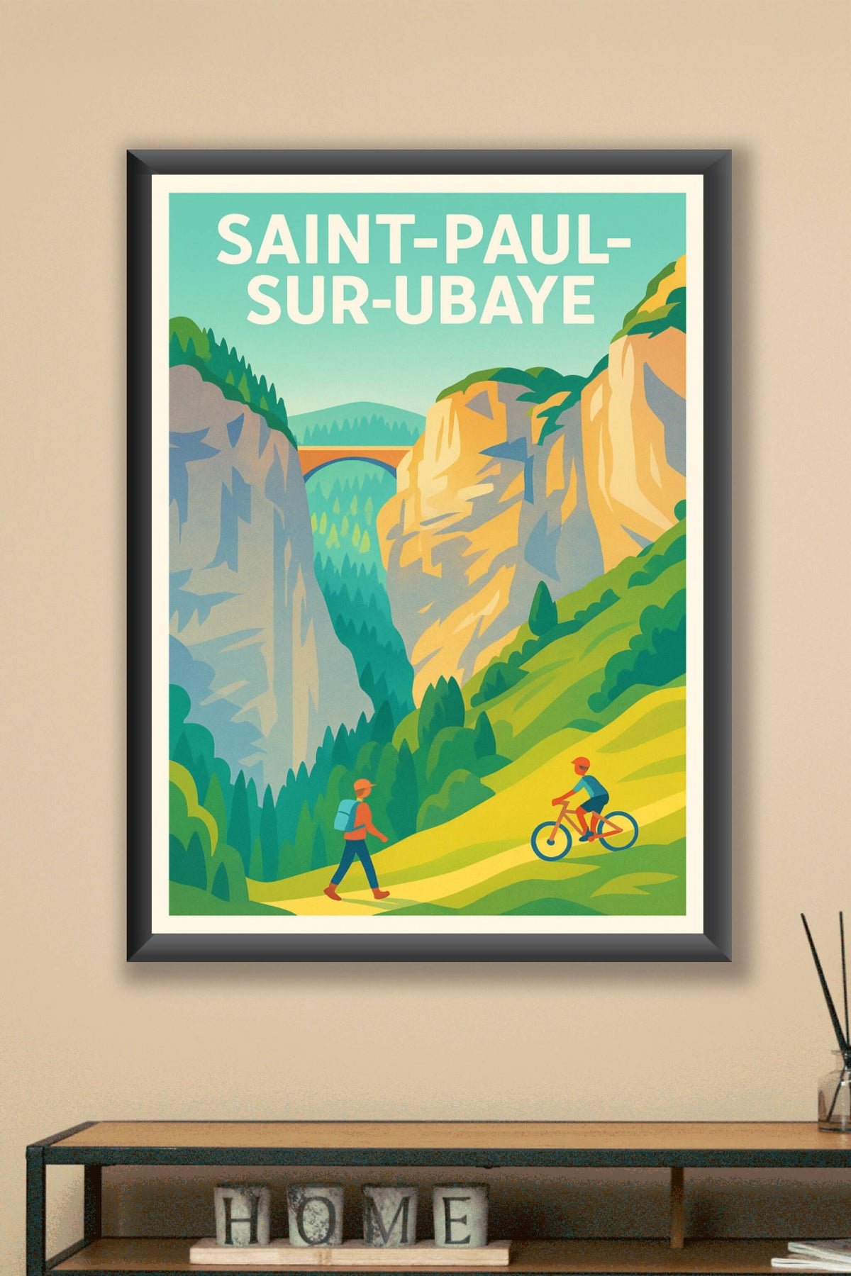 Affiche Saint-Paul-sur-Ubaye — Escapade nature entre montagnes et rivières · poster d'art de Saint-Paul-sur-Ubaye