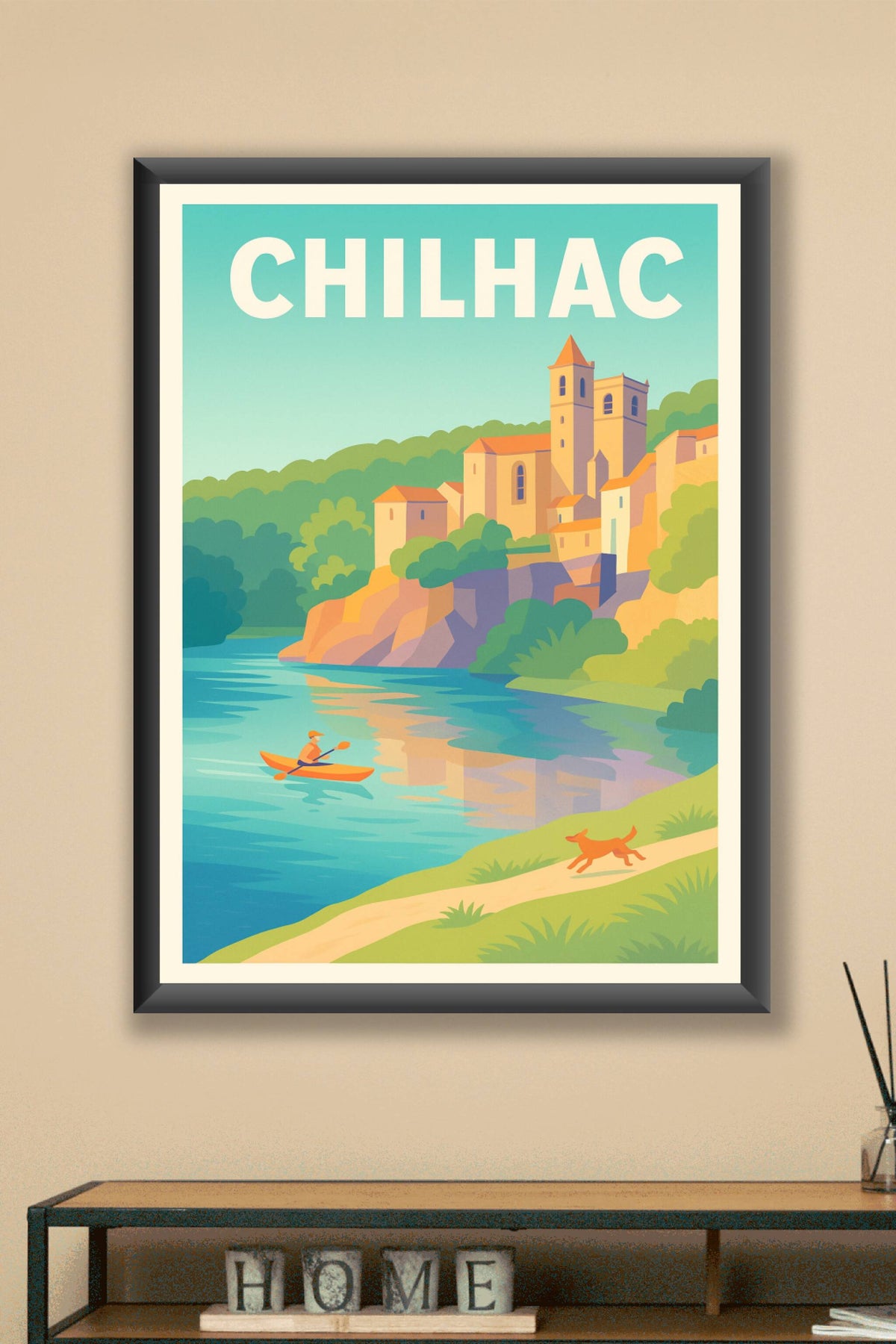 Affiche Chilhac — Charme tranquille au bord de la rivière · poster d'art de Chilhac