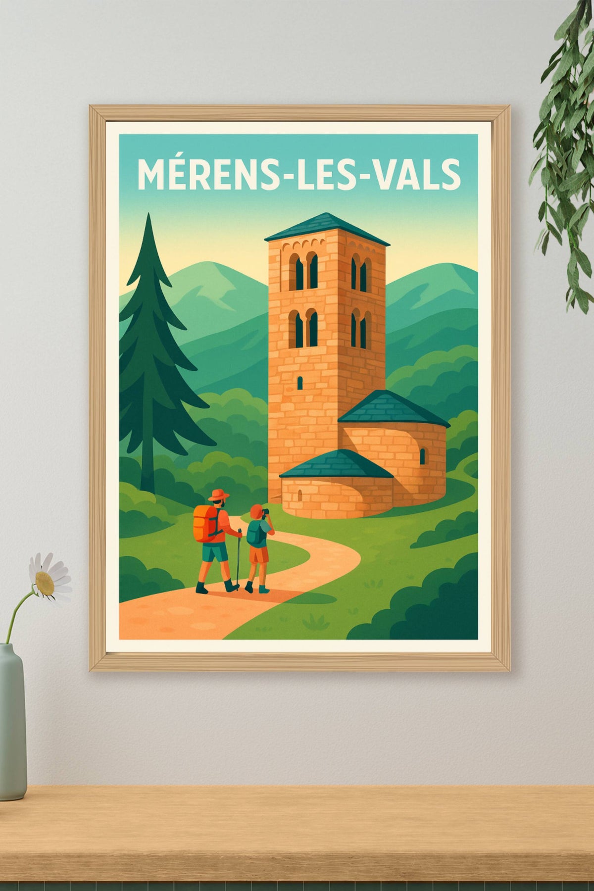 Affiche Mérens-les-Vals — Escapade au cœur des Pyrénées · poster d'art de Mérens-les-Vals