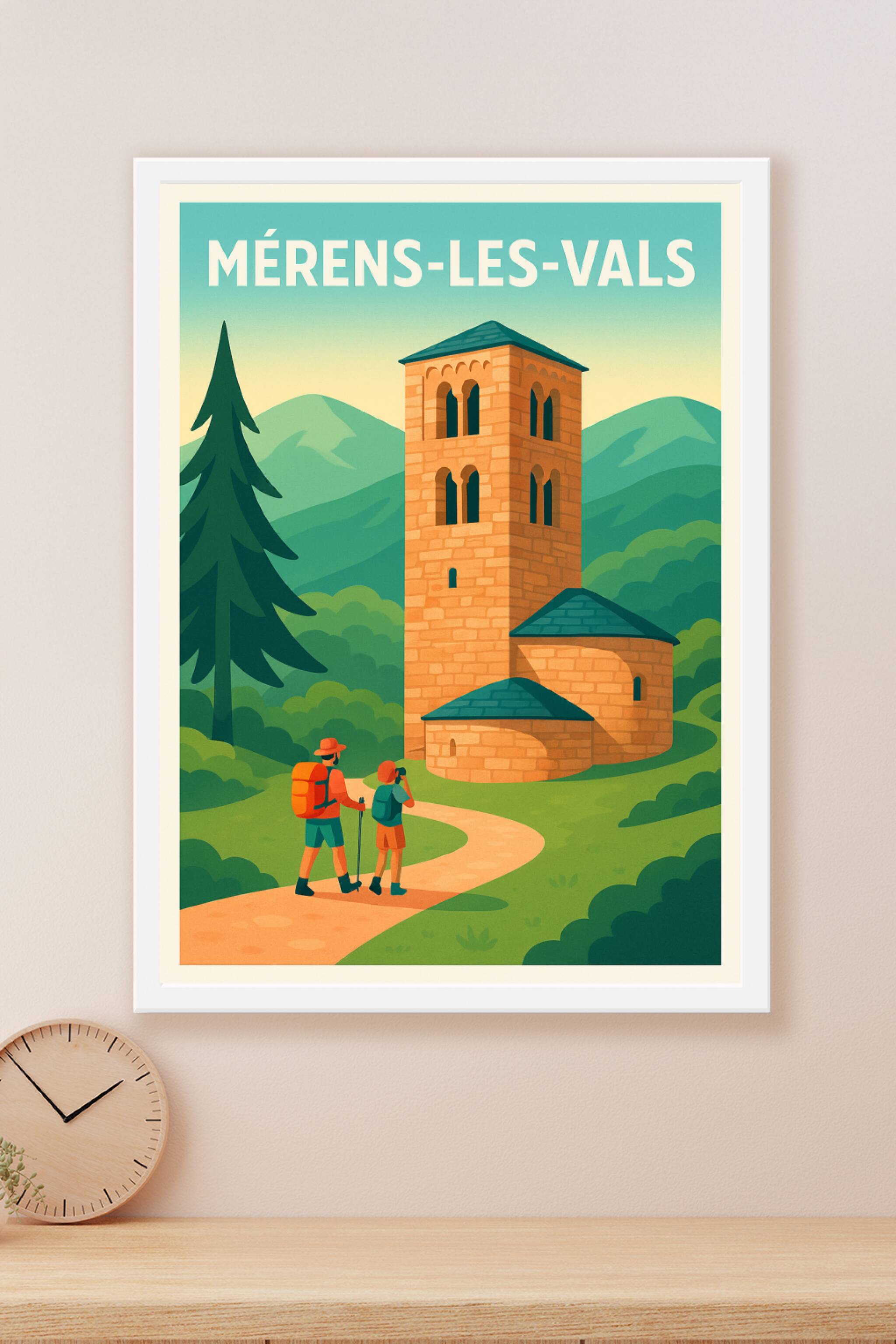Affiche Mérens-les-Vals — Escapade au cœur des Pyrénées · poster d'art de Mérens-les-Vals