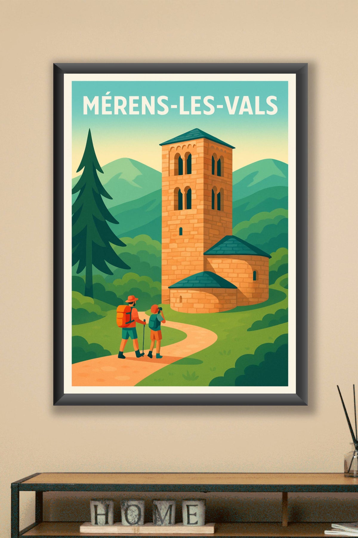 Affiche Mérens-les-Vals — Escapade au cœur des Pyrénées · poster d'art de Mérens-les-Vals