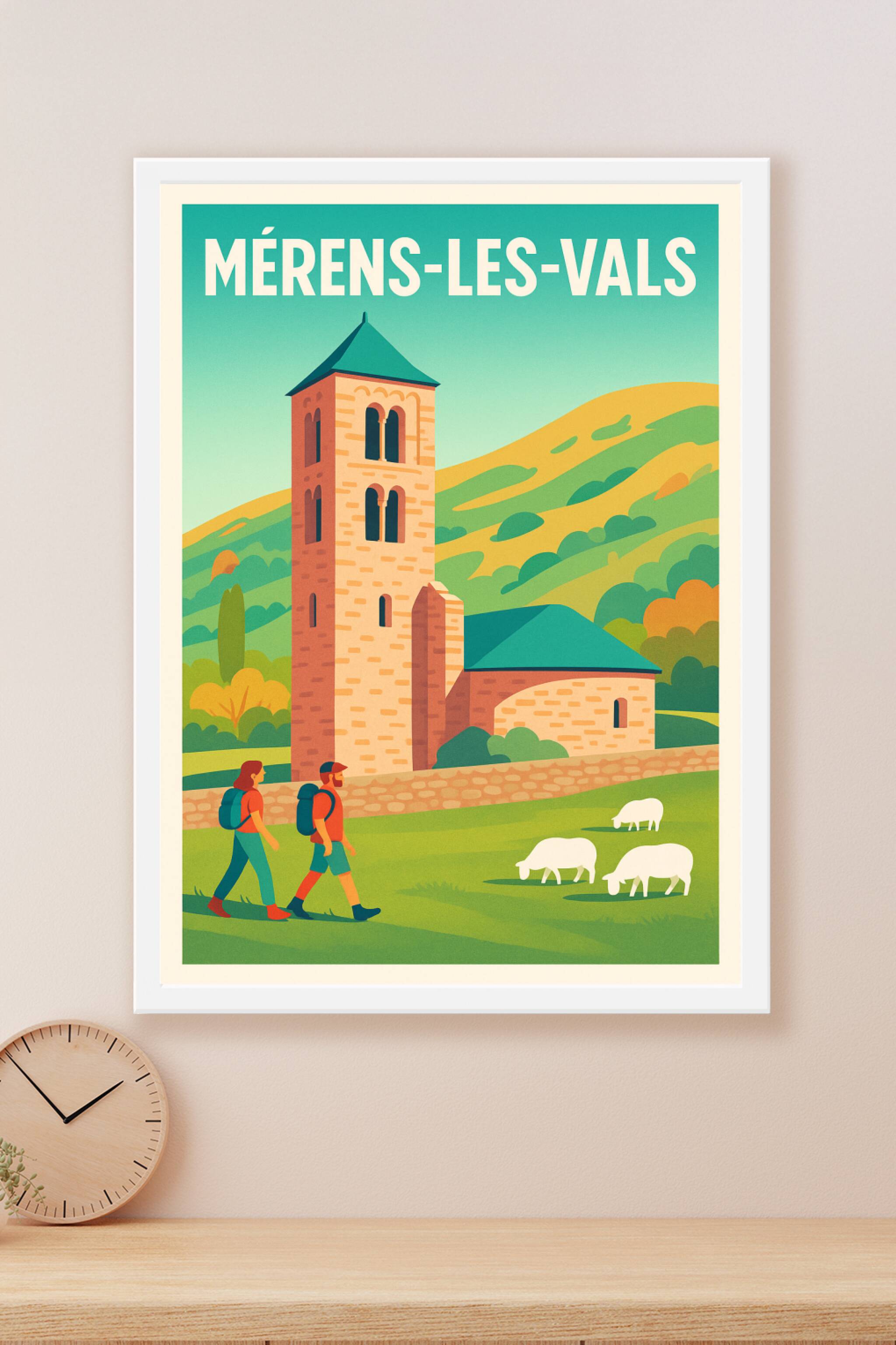 Affiche Méren̩s-les-Vals — Escapade nature et patrimoine · poster d'art de Méren̩s-les-Vals