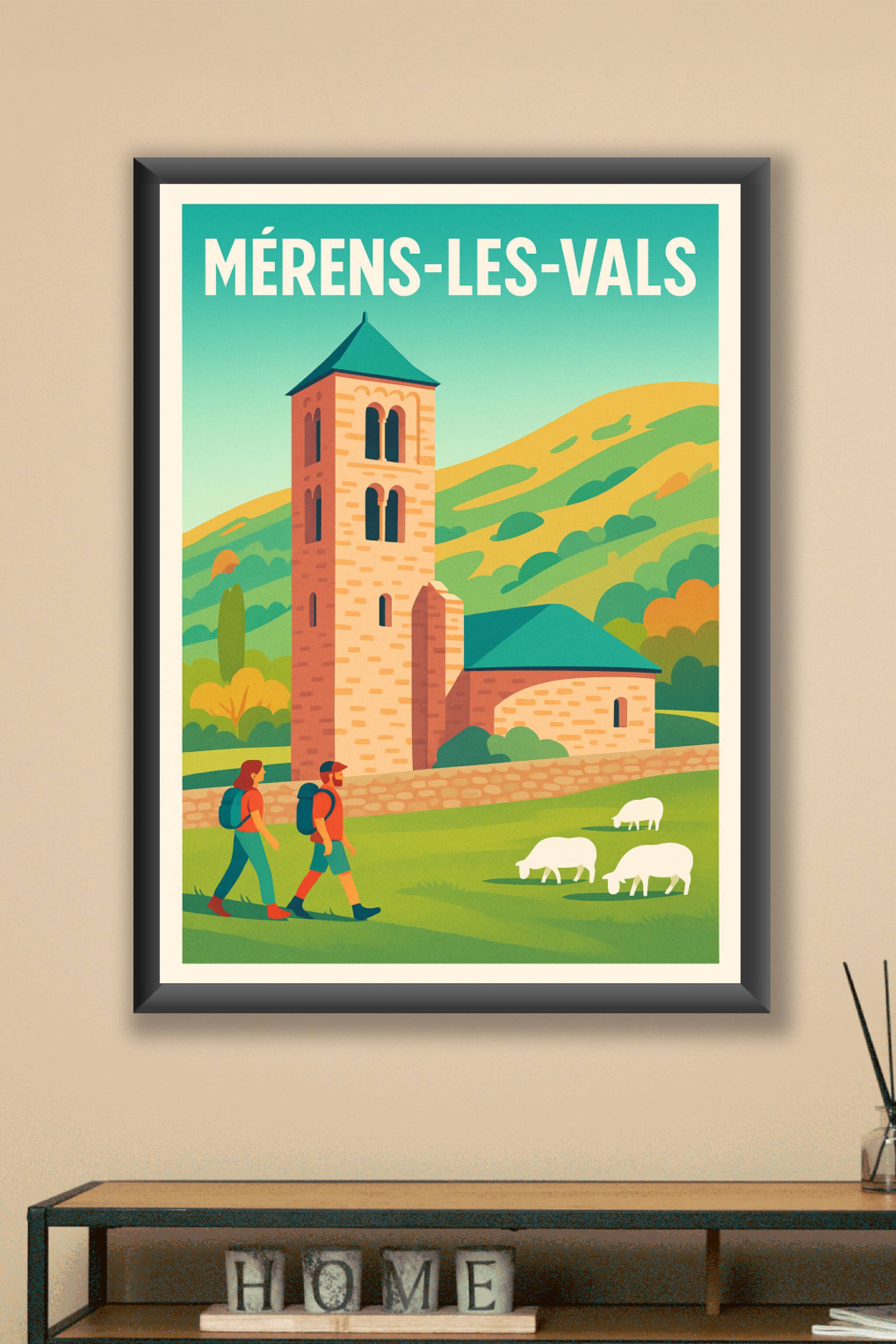 Affiche Méren̩s-les-Vals — Escapade nature et patrimoine · poster d'art de Méren̩s-les-Vals