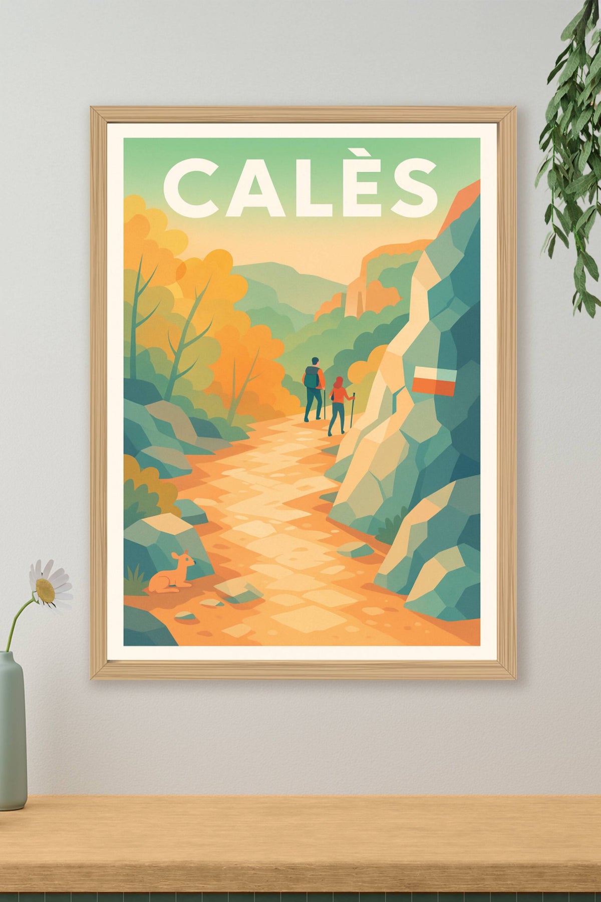 Affiche Calès — Invitation à la randonnée en pleine nature · poster d'art de Calès