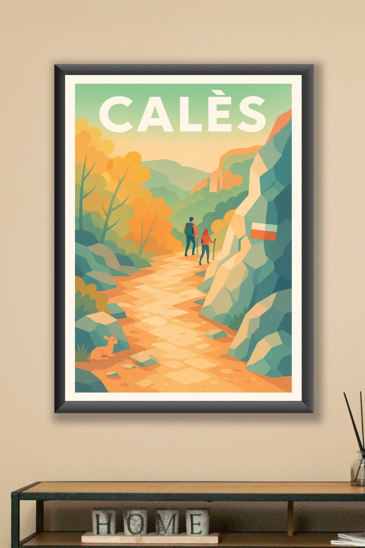 Affiche Calès — Invitation à la randonnée en pleine nature · poster d'art de Calès
