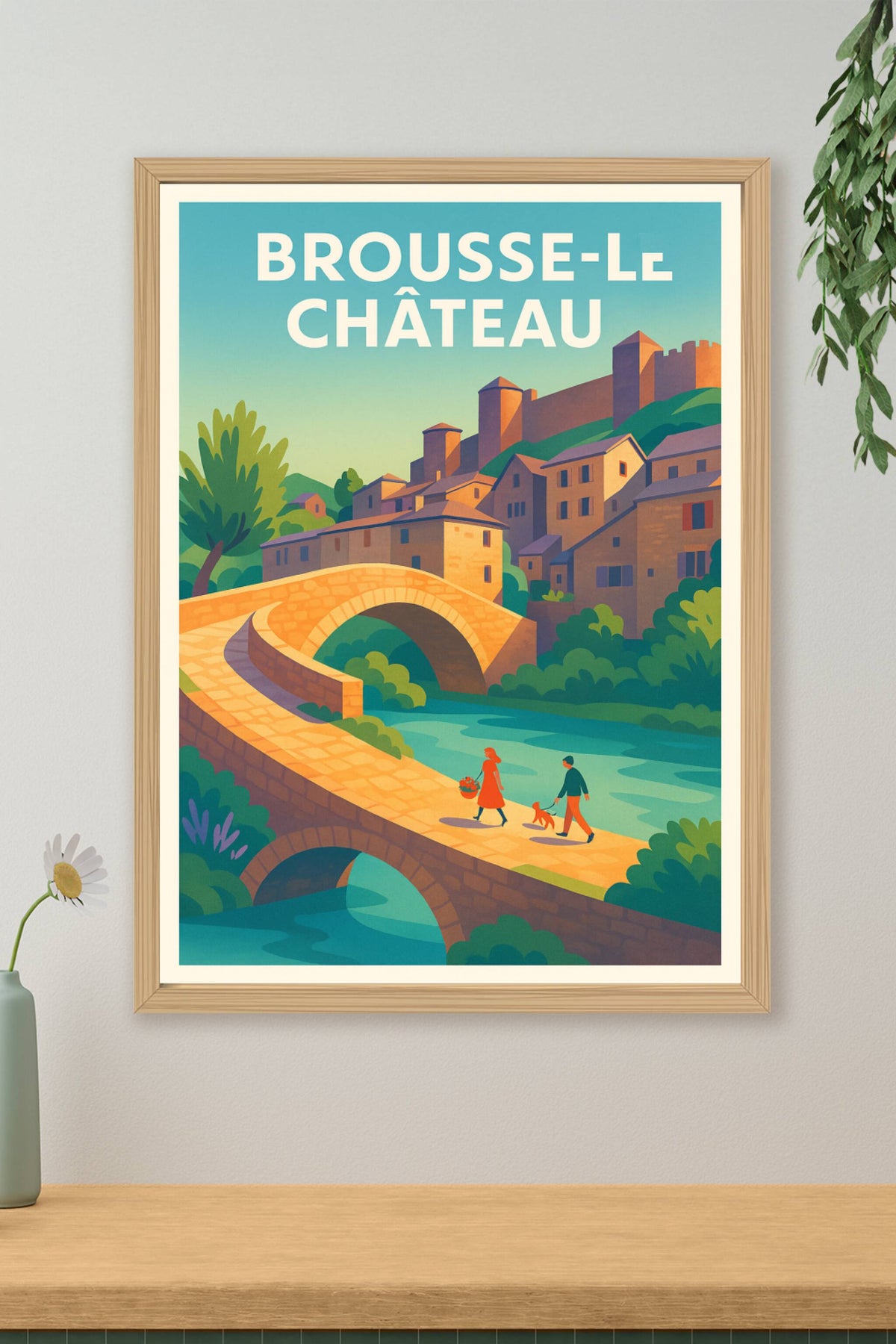 Affiche Brousse-le-Château — Charme et sérénité au fil de l'eau · poster d'art de Brousse-le-Château