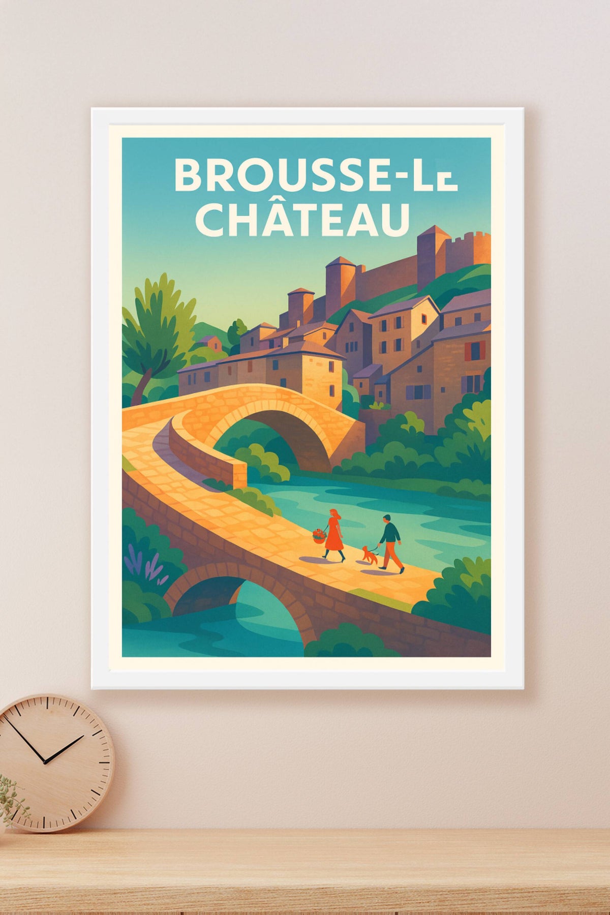 Affiche Brousse-le-Château — Charme et sérénité au fil de l'eau · poster d'art de Brousse-le-Château