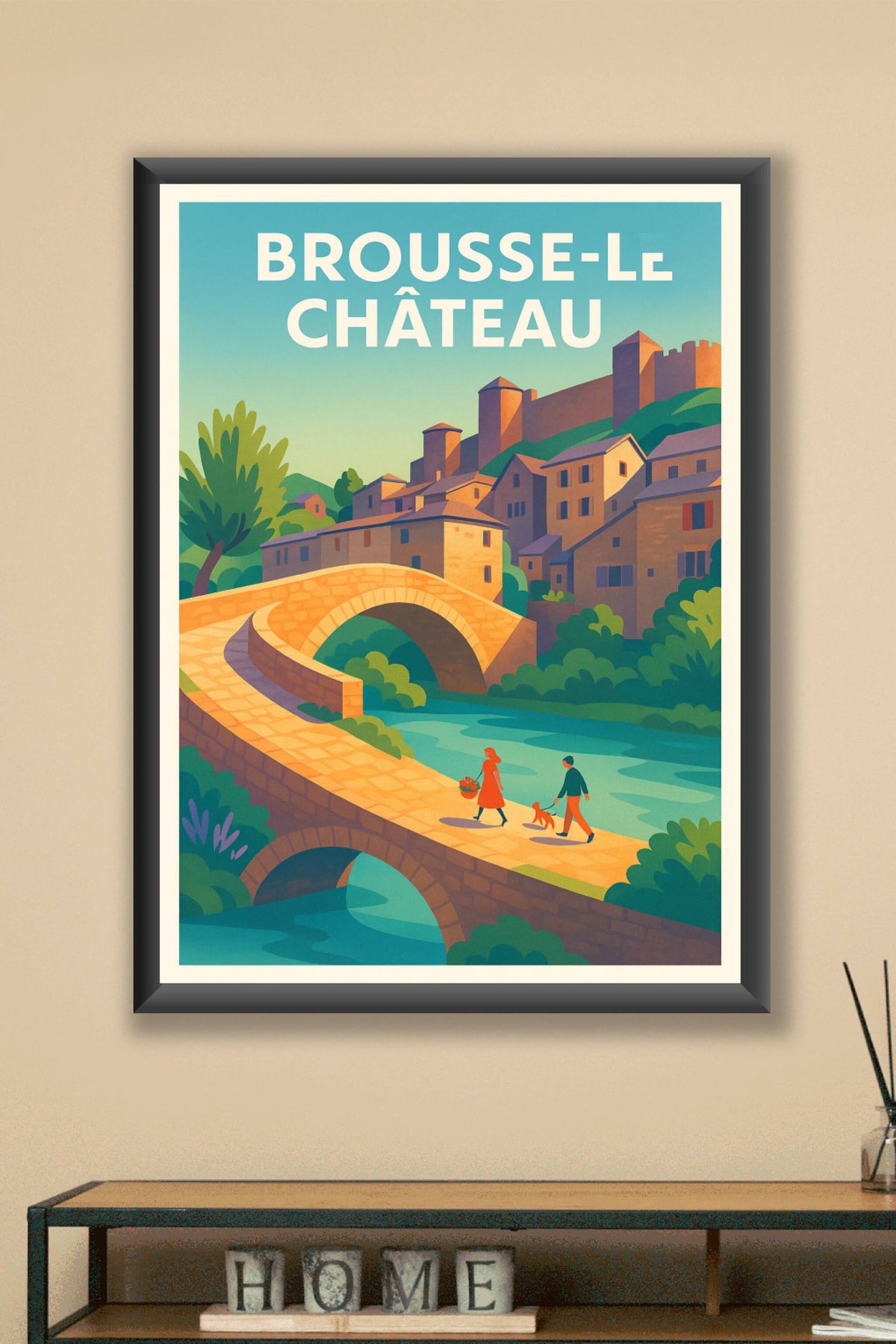 Affiche Brousse-le-Château — Charme et sérénité au fil de l'eau · poster d'art de Brousse-le-Château