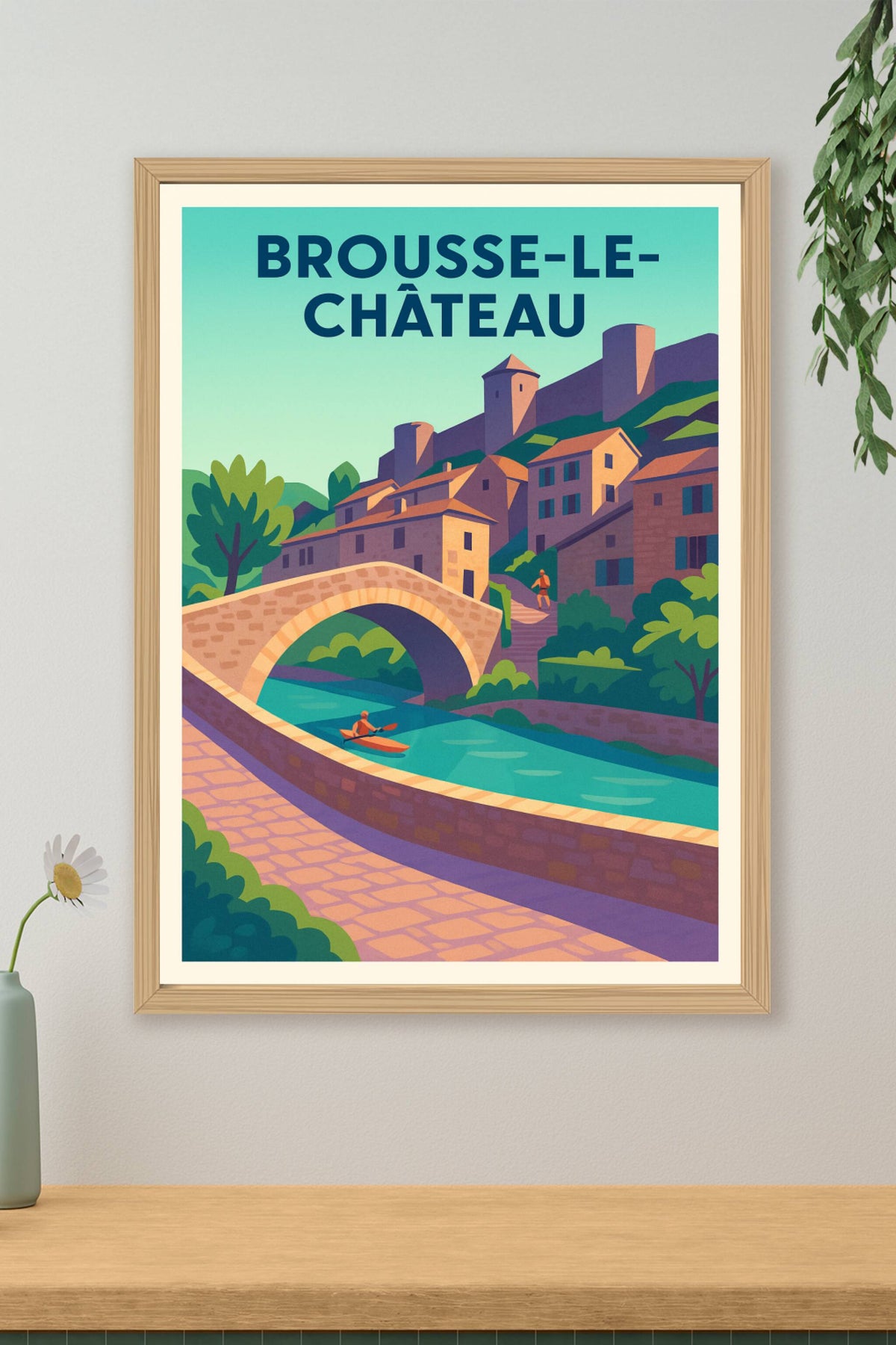 Affiche Brousse-le-Château — Charme fluvial et patrimoine médiéval · poster d'art de Brousse-le-Château