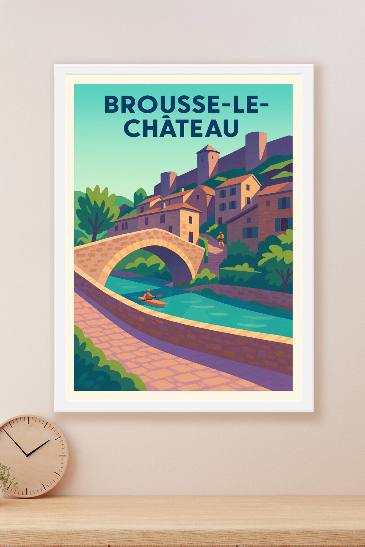 Affiche Brousse-le-Château — Charme fluvial et patrimoine médiéval · poster d'art de Brousse-le-Château