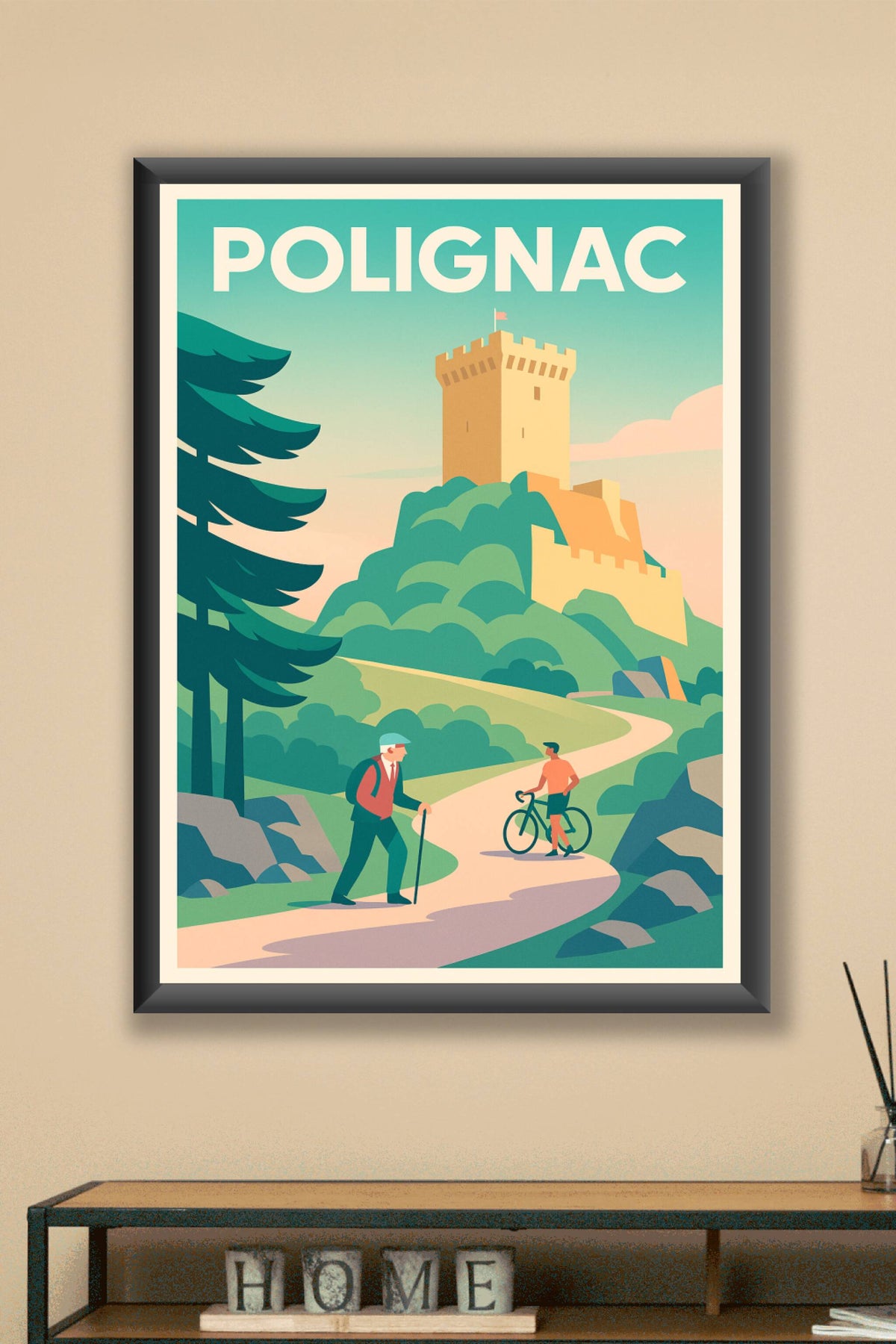 Affiche Polignac — Promenade au Château emblématique · poster d'art de Polignac