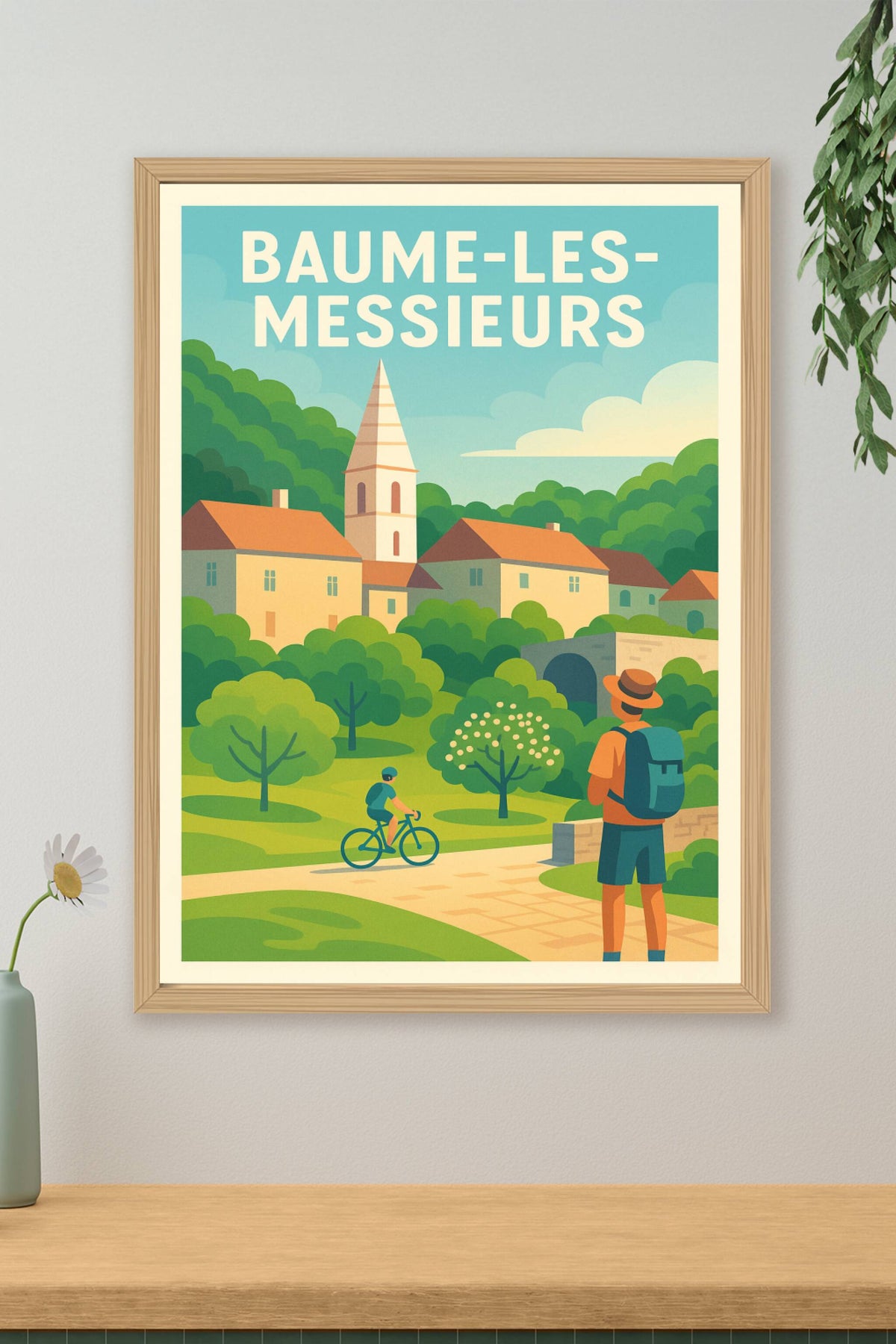 Affiche Baume-les-Messieurs — Escapade bucolique au cœur du Jura · poster d'art de Baume-les-Messieurs