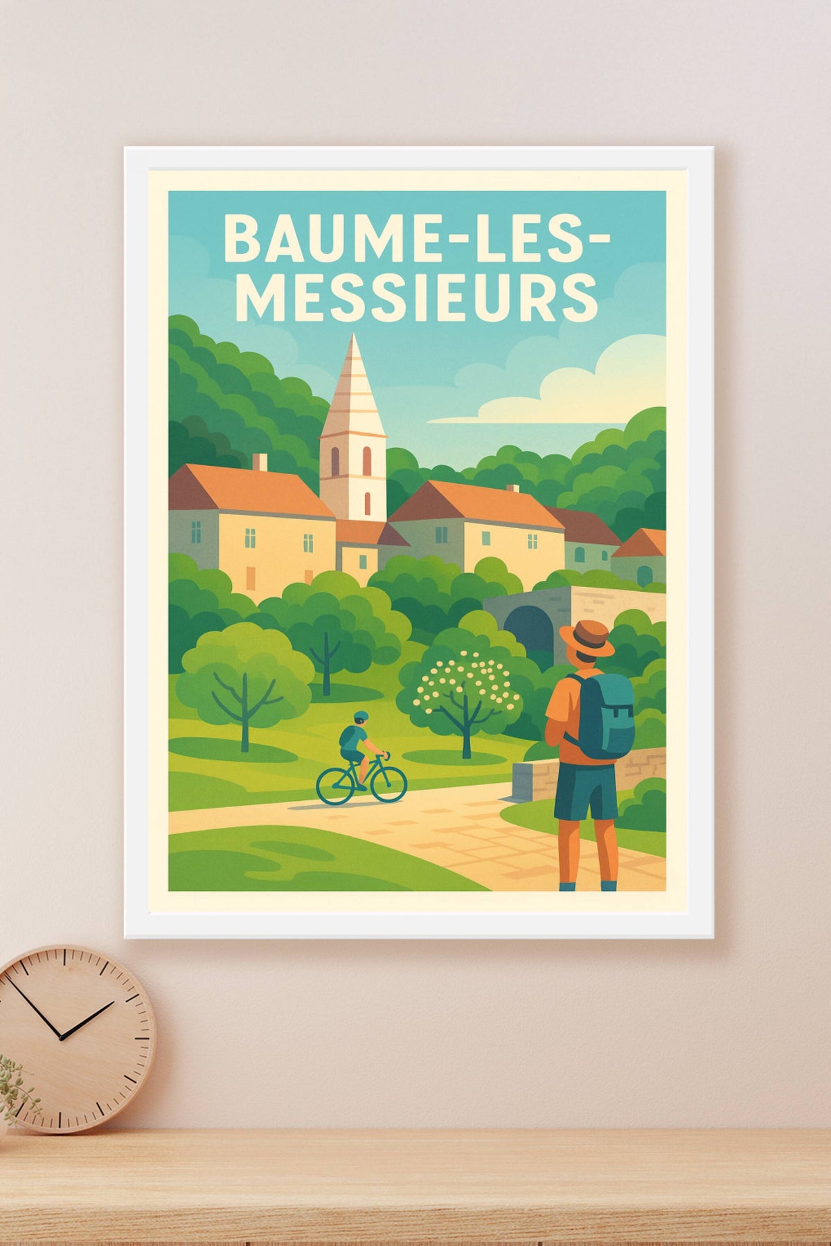 Affiche Baume-les-Messieurs — Escapade bucolique au cœur du Jura · poster d'art de Baume-les-Messieurs