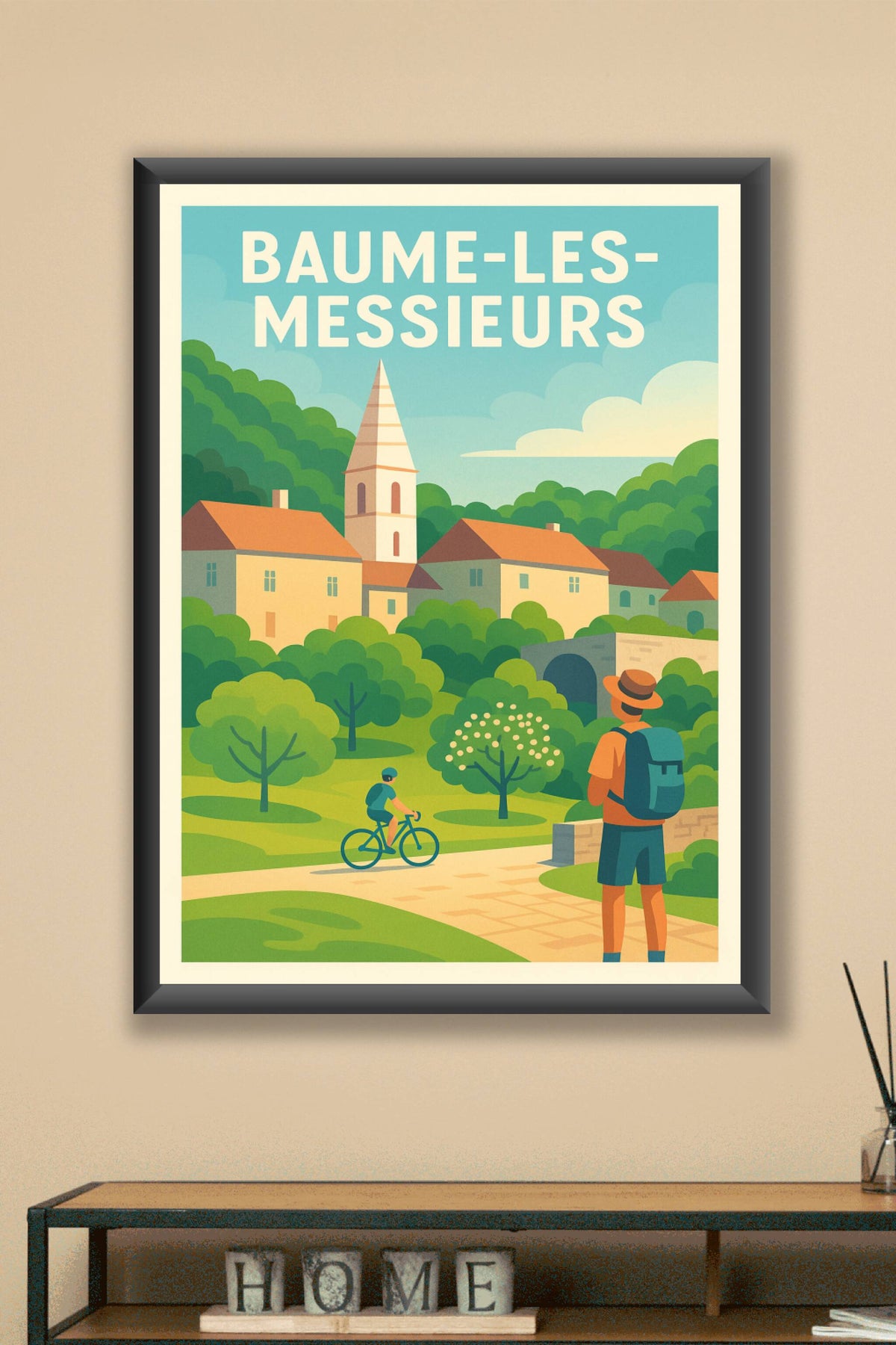 Affiche Baume-les-Messieurs — Escapade bucolique au cœur du Jura · poster d'art de Baume-les-Messieurs