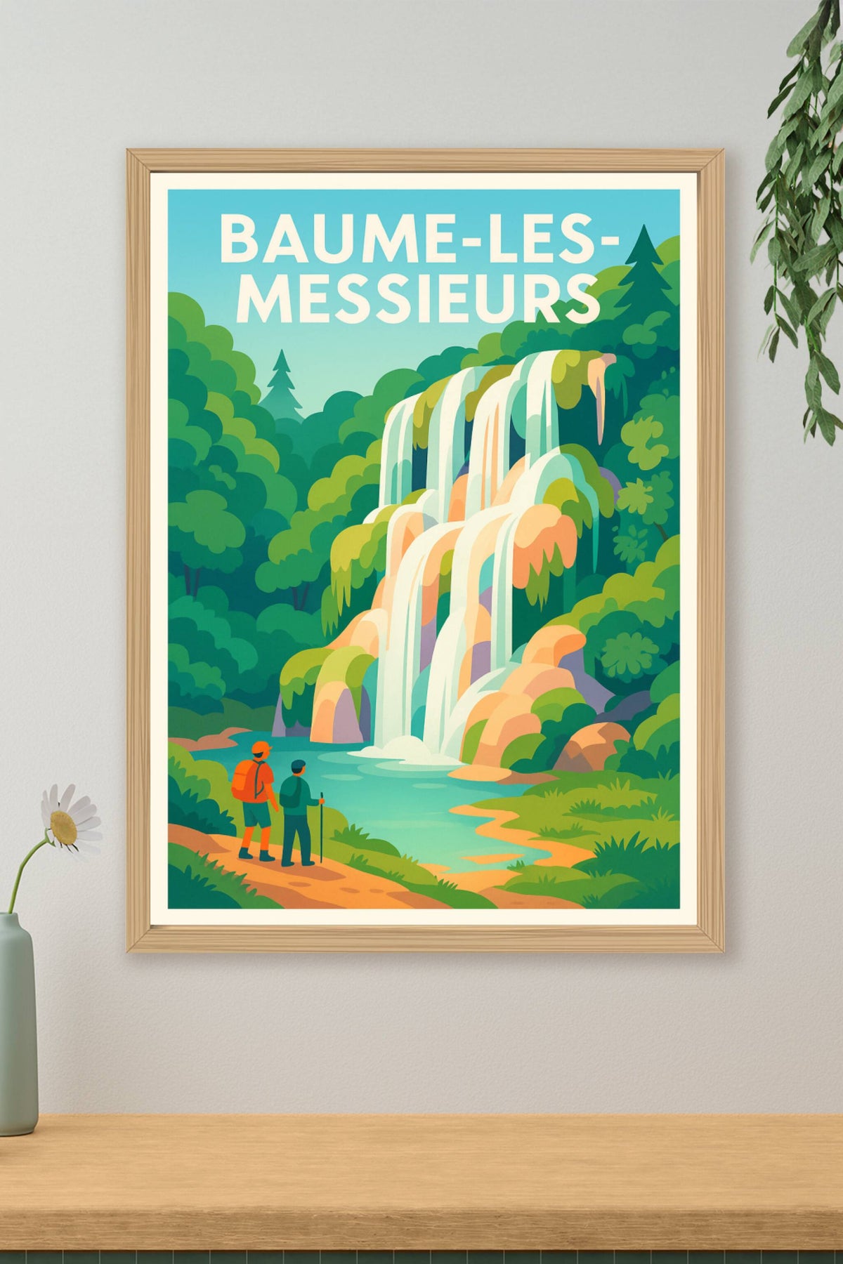 Affiche Baume-les-Messieurs — Escapade Nature et Cascades · poster d'art de Baume-les-Messieurs