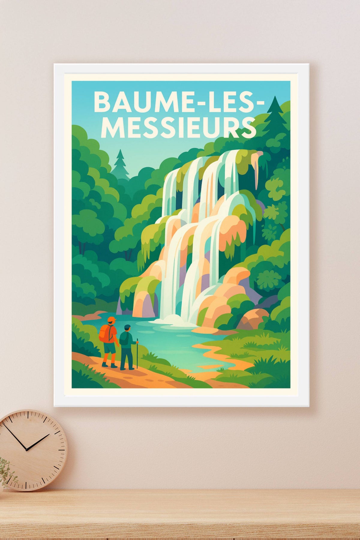 Affiche Baume-les-Messieurs — Escapade Nature et Cascades · poster d'art de Baume-les-Messieurs