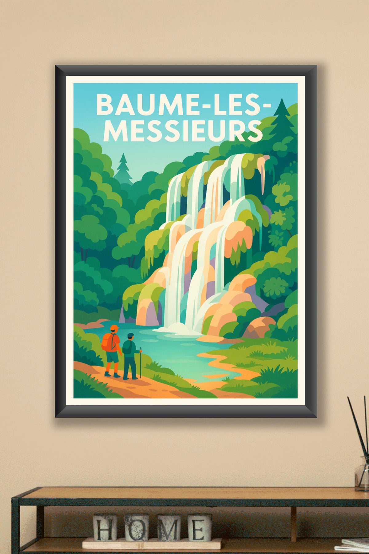 Affiche Baume-les-Messieurs — Escapade Nature et Cascades · poster d'art de Baume-les-Messieurs