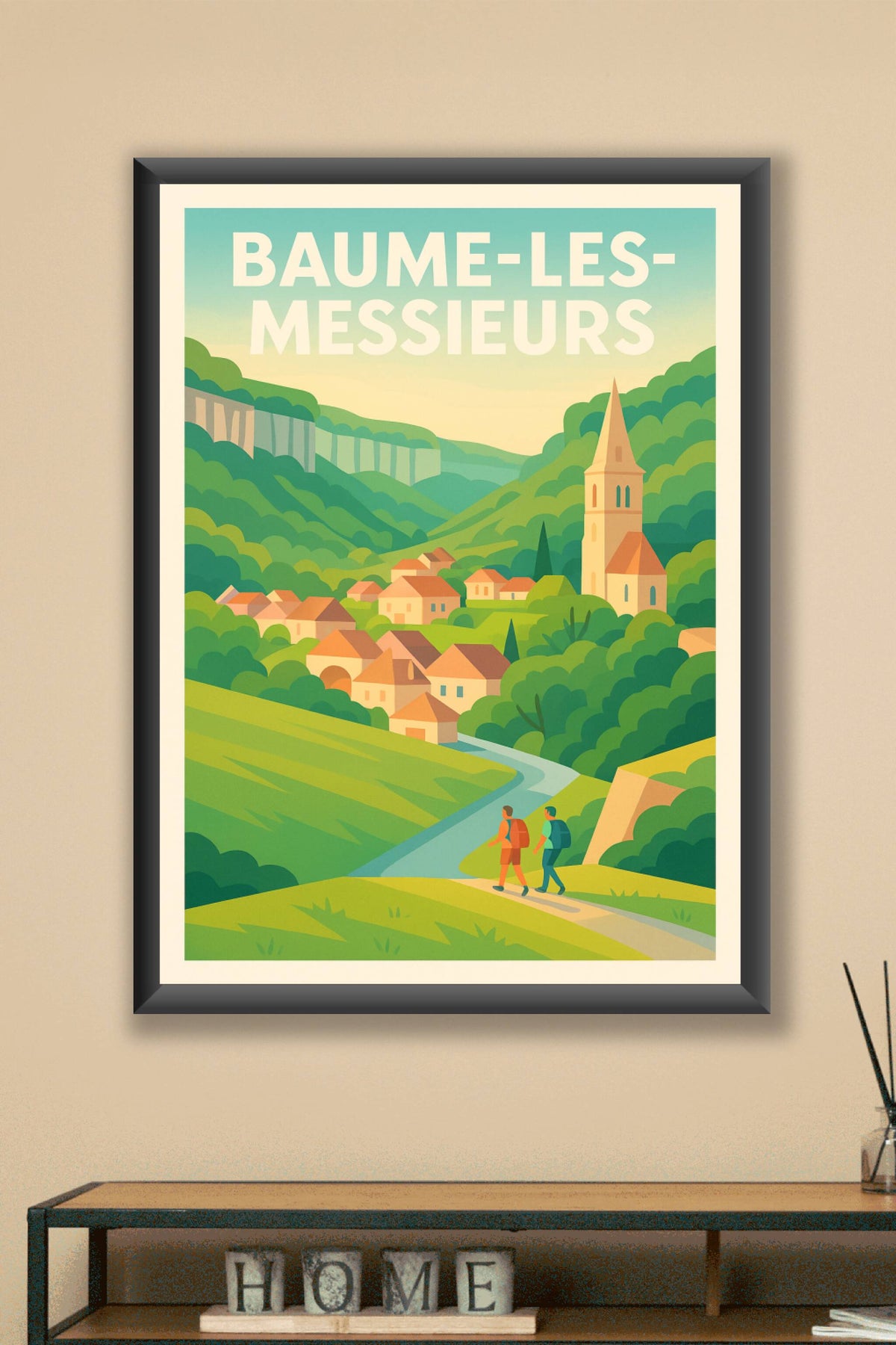Affiche Baume-les-Messieurs — L'évasion bucolique au cœur du Jura · poster d'art de Baume-les-Messieurs