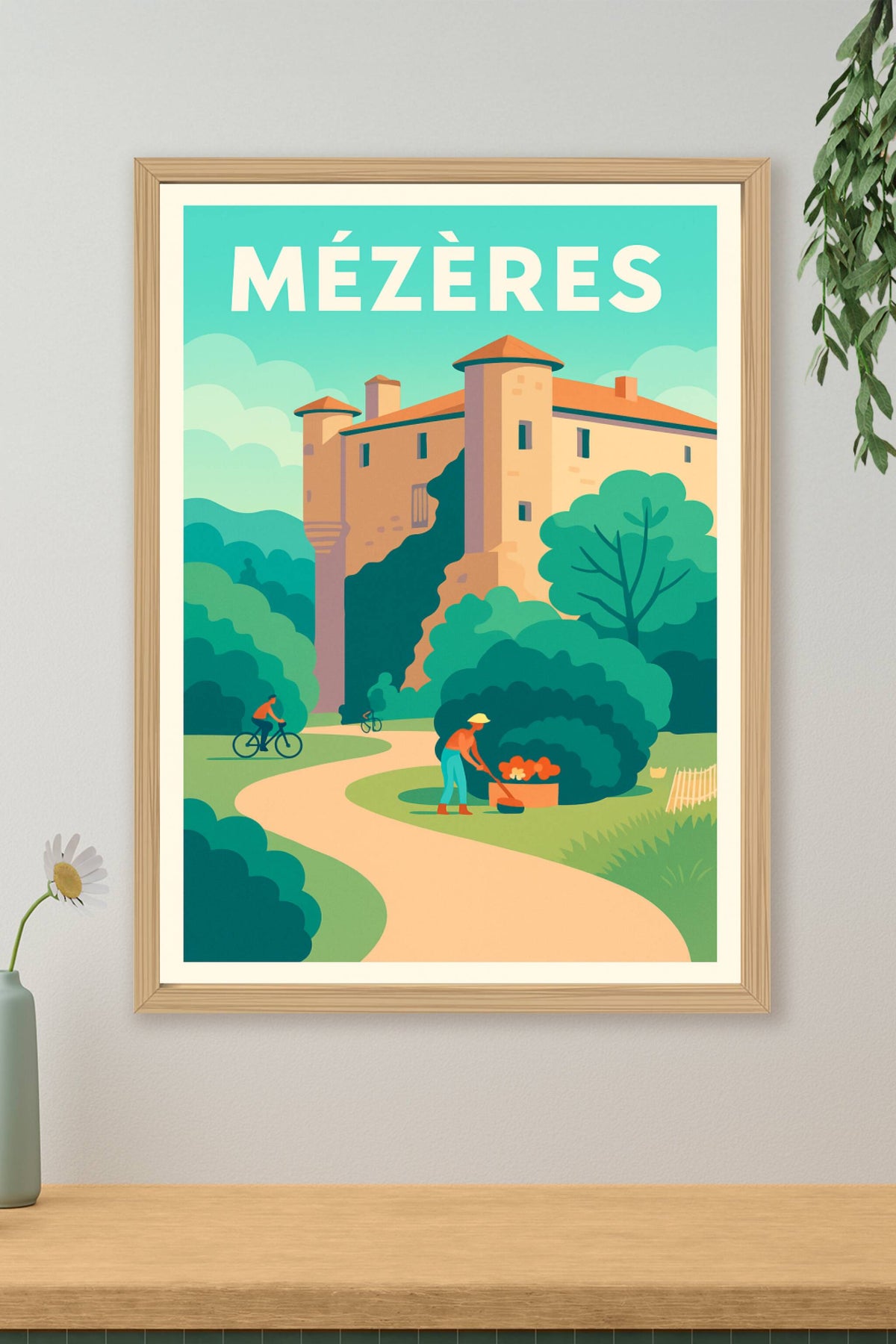 Affiche Mézères — Charme et nature bucolique · poster d'art de Mézères