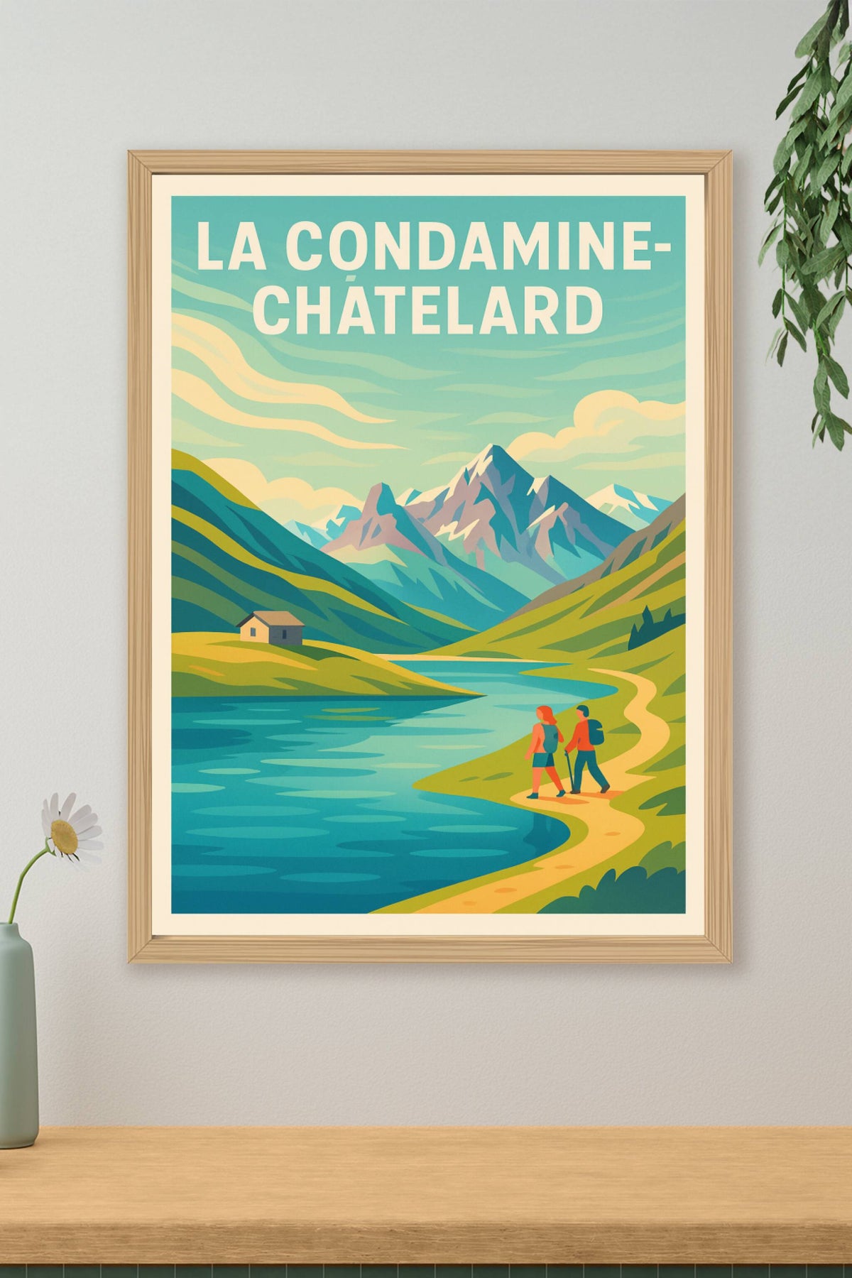 Affiche La Condamine-Châtelard — Invitation à la randonnée en montagne · poster d'art de La Condamine-Châtelard