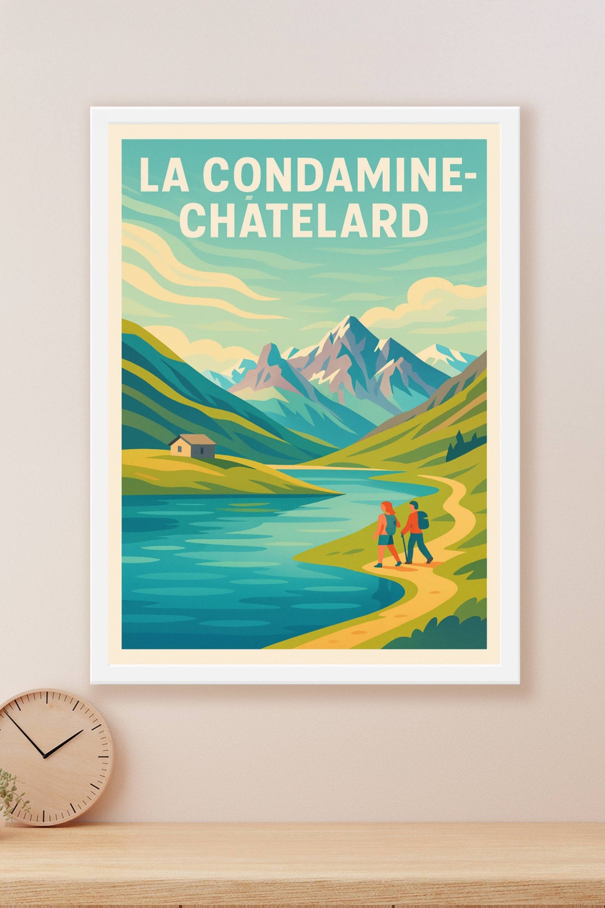 Affiche La Condamine-Châtelard — Invitation à la randonnée en montagne · poster d'art de La Condamine-Châtelard