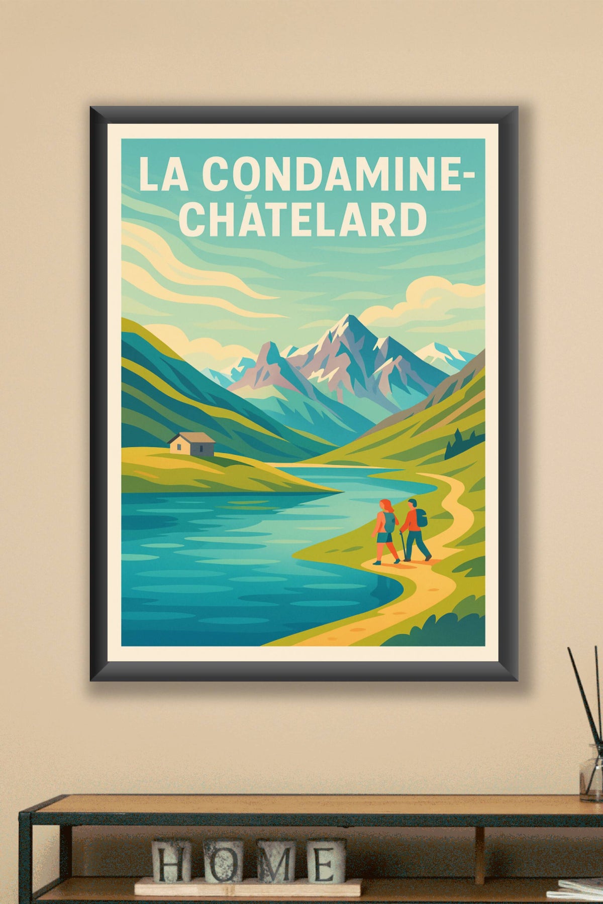 Affiche La Condamine-Châtelard — Invitation à la randonnée en montagne · poster d'art de La Condamine-Châtelard