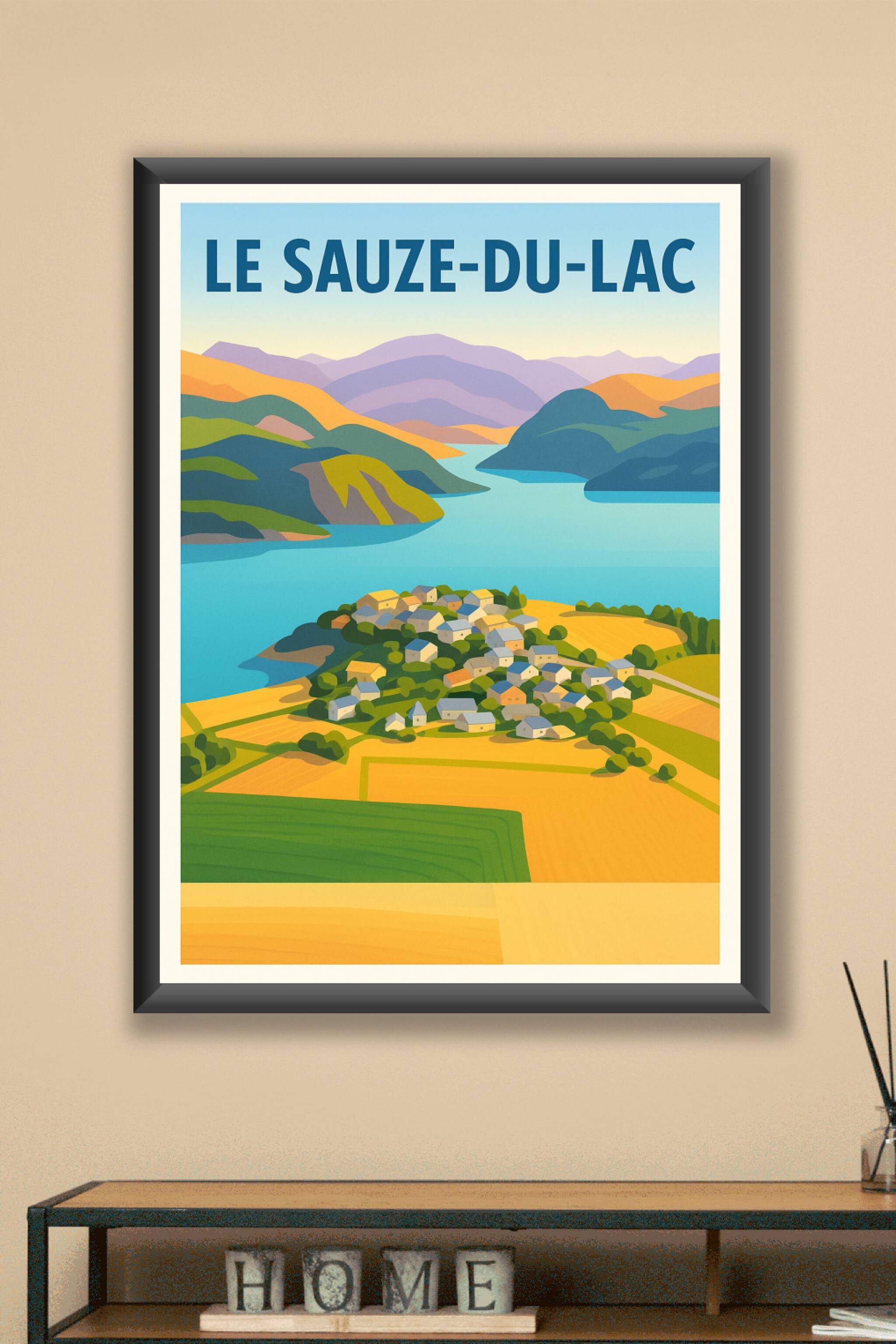 Affiche Le Sauze-du-Lac — Tranquillité au bord du lac · poster d'art de Le Sauze-du-Lac