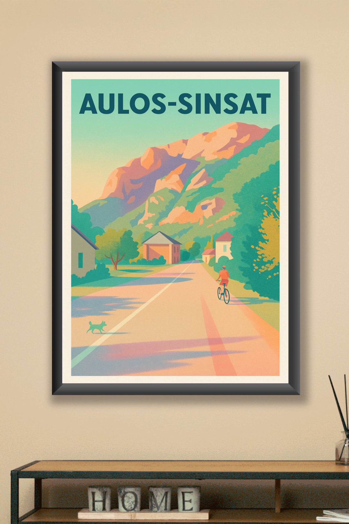 Affiche Aulos-Sinsat — Invitation à la balade en montagne · poster d'art de Aulos-Sinsat