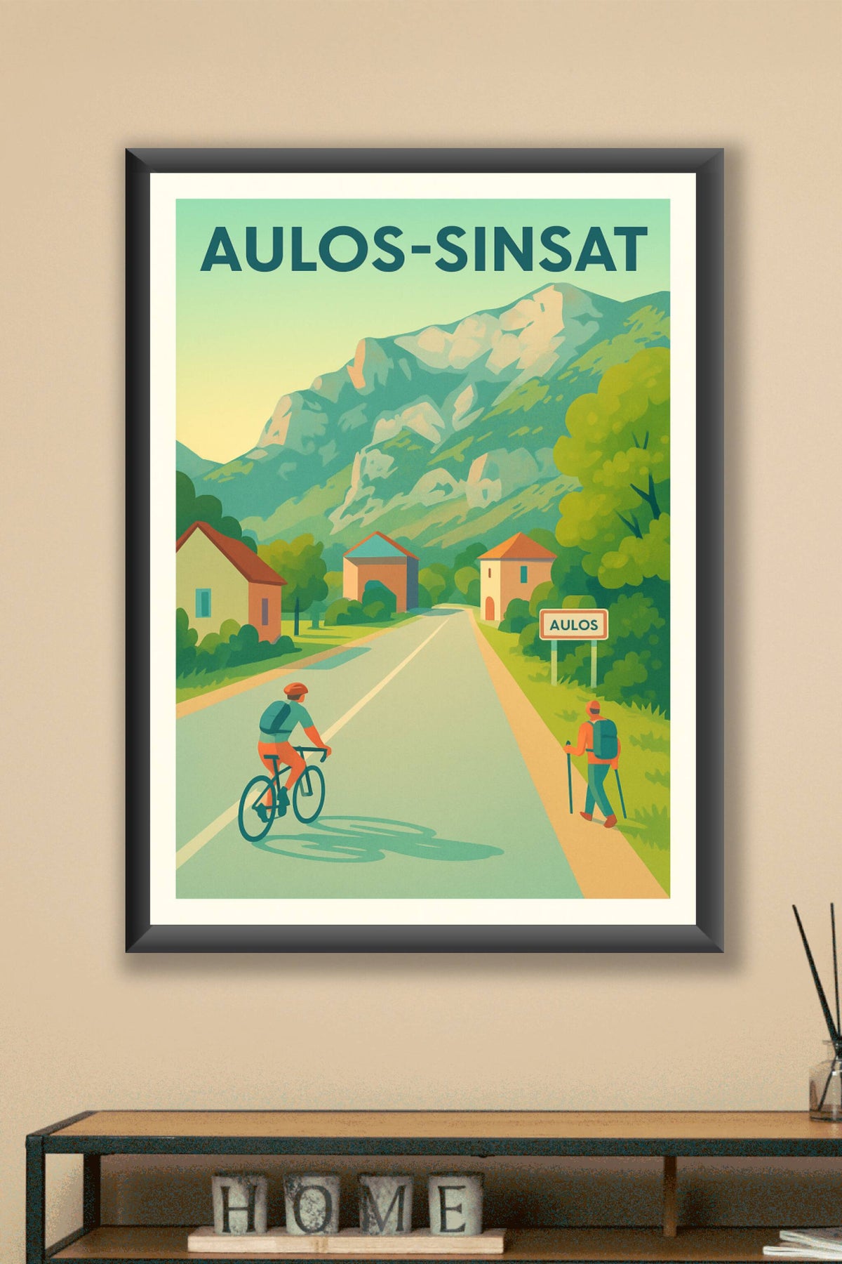 Affiche Aulos-Sinsat — Escapade en montagne et nature · poster d'art de Aulos-Sinsat
