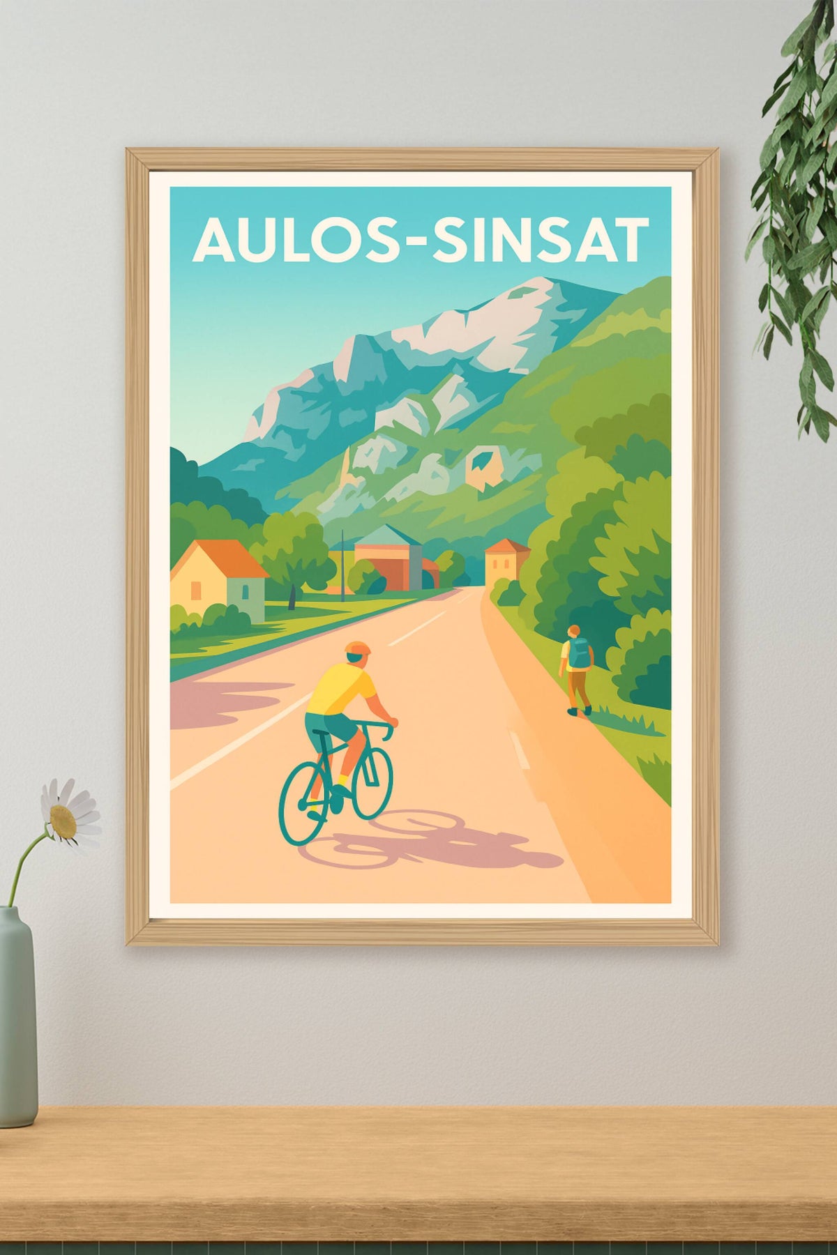 Affiche Aulos-Sinsat — Escapade à vélo au cœur des montagnes · poster d'art de Aulos-Sinsat