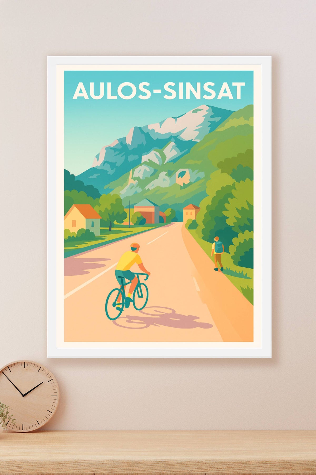 Affiche Aulos-Sinsat — Escapade à vélo au cœur des montagnes · poster d'art de Aulos-Sinsat