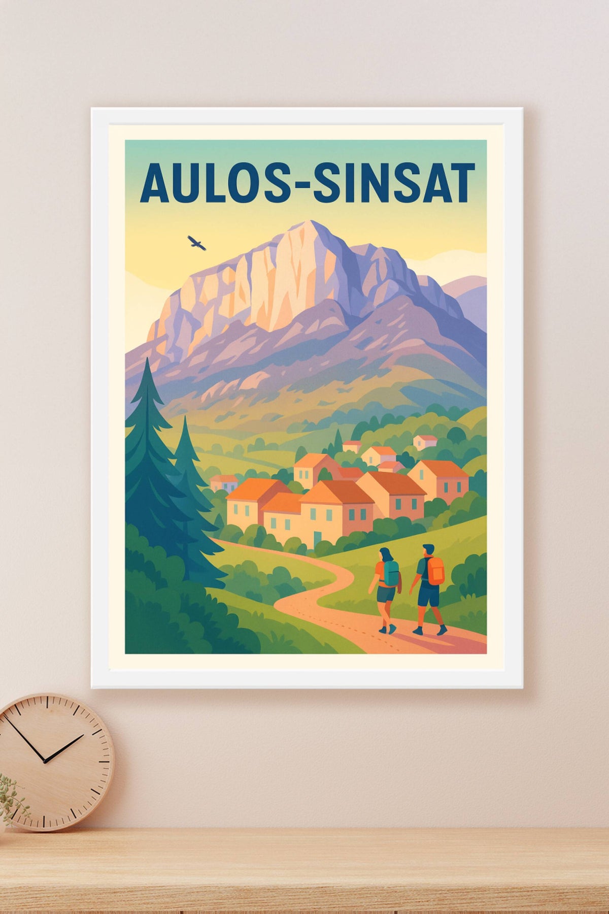 Affiche Aulos-Sinsat — Échappée verte au pied de la montagne · poster d'art de Aulos-Sinsat