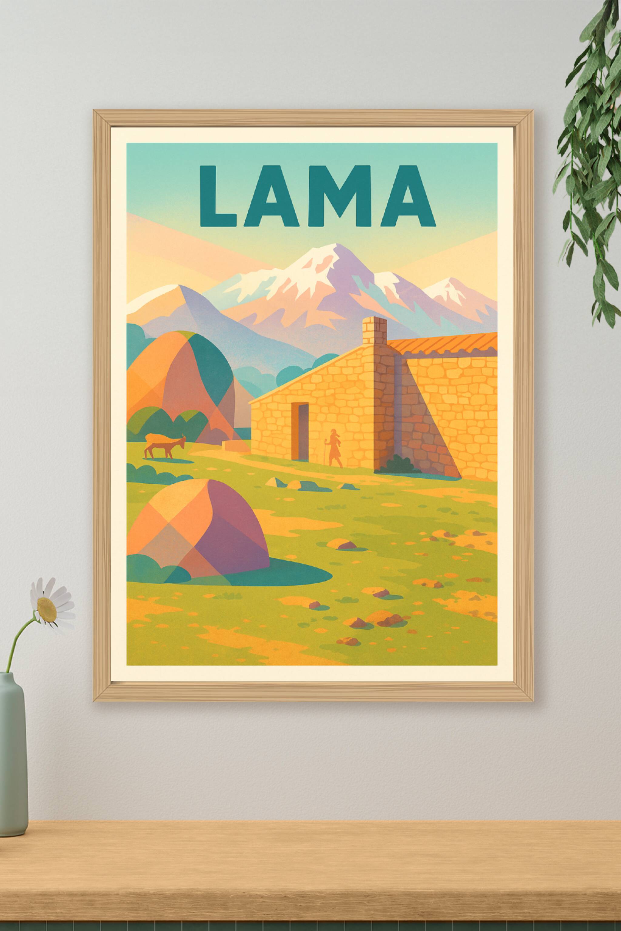 Affiche de Lama - Sérénité dans les montagnes corses