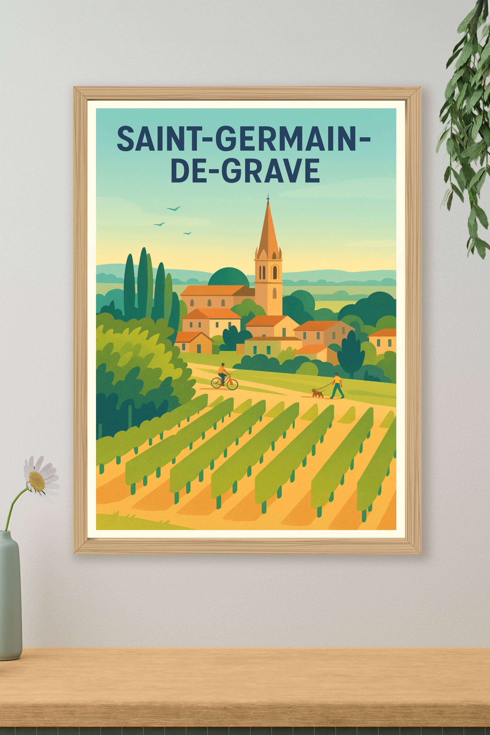 Affiche Saint-Germain-de-Grave — L'âme paisible de la campagne bordelaise · poster d'art de Saint-Germain-de-Grave