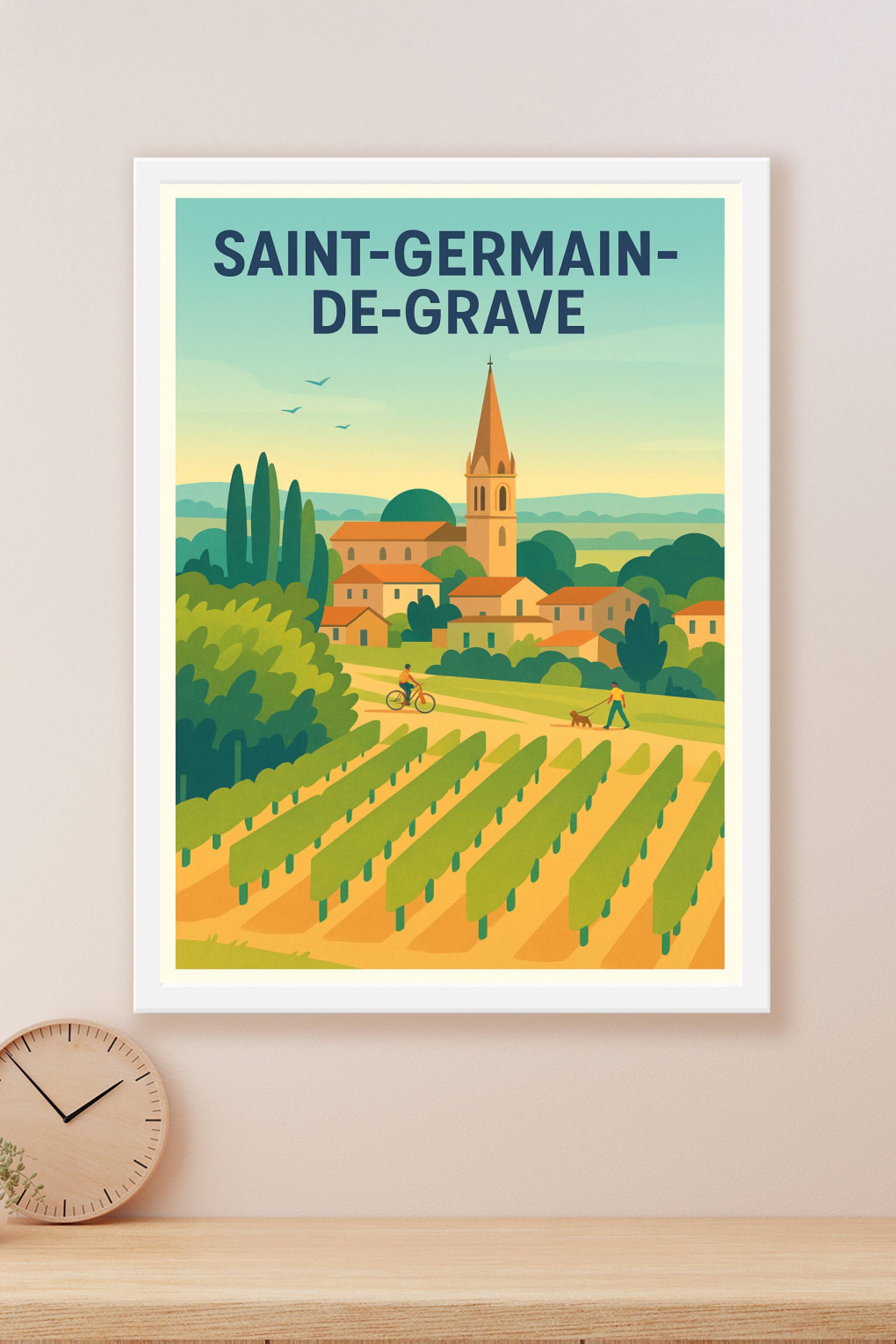 Affiche Saint-Germain-de-Grave — L'âme paisible de la campagne bordelaise · poster d'art de Saint-Germain-de-Grave