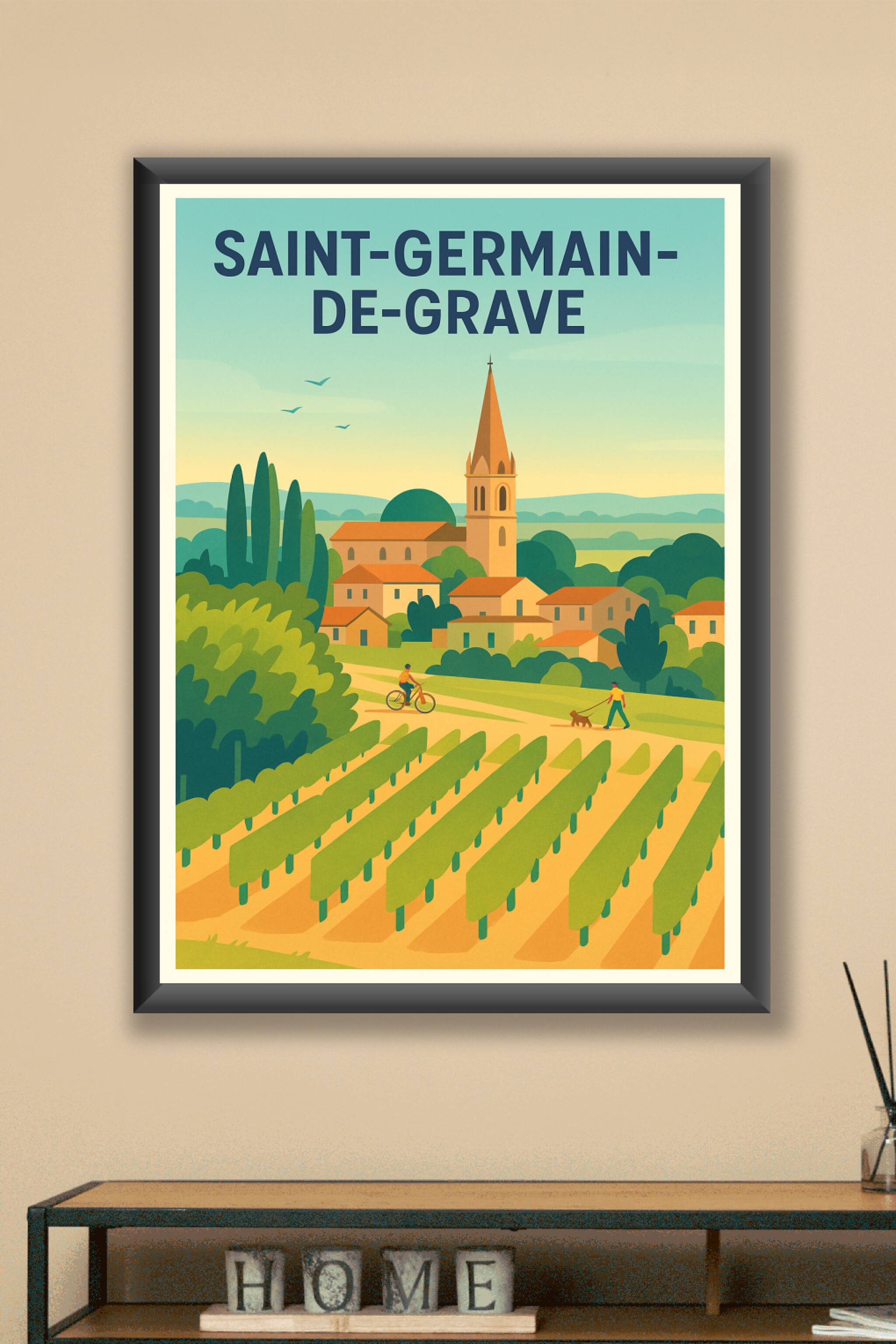 Affiche Saint-Germain-de-Grave — L'âme paisible de la campagne bordelaise · poster d'art de Saint-Germain-de-Grave