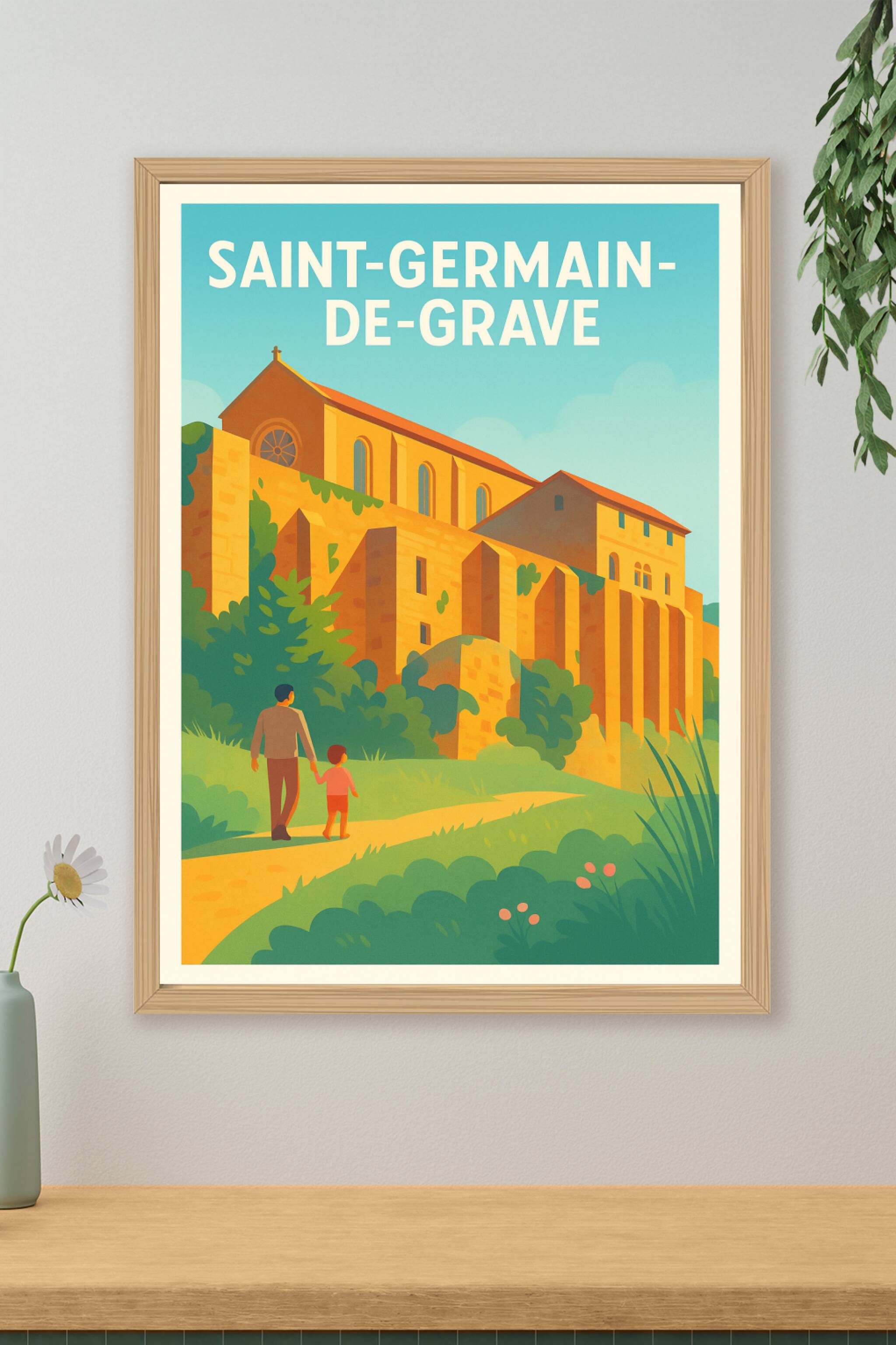 Affiche Saint-Germain-de-Grave — Escapade en plein air et patrimoine · poster d'art de Saint-Germain-de-Grave