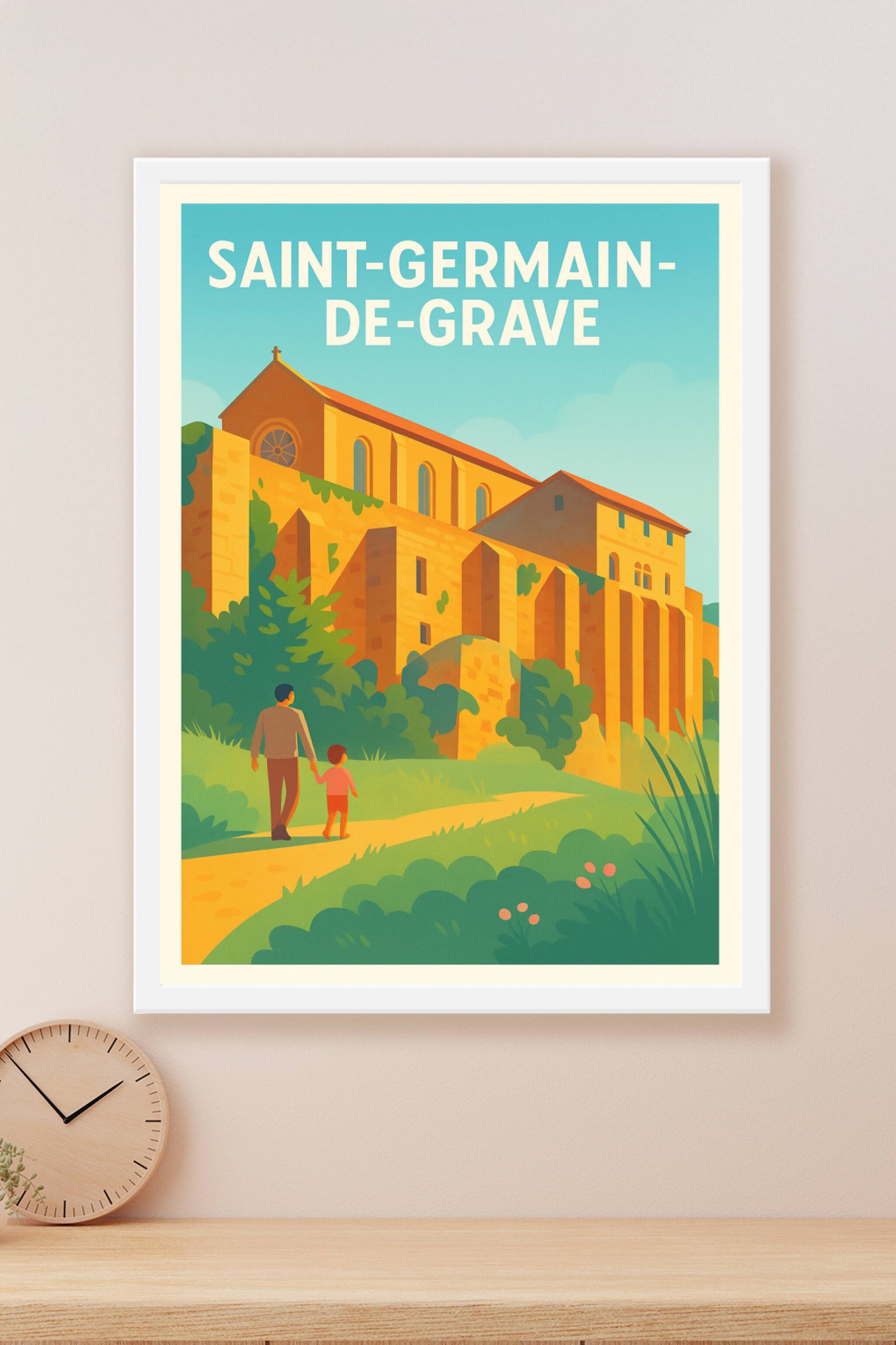 Affiche Saint-Germain-de-Grave — Escapade en plein air et patrimoine · poster d'art de Saint-Germain-de-Grave