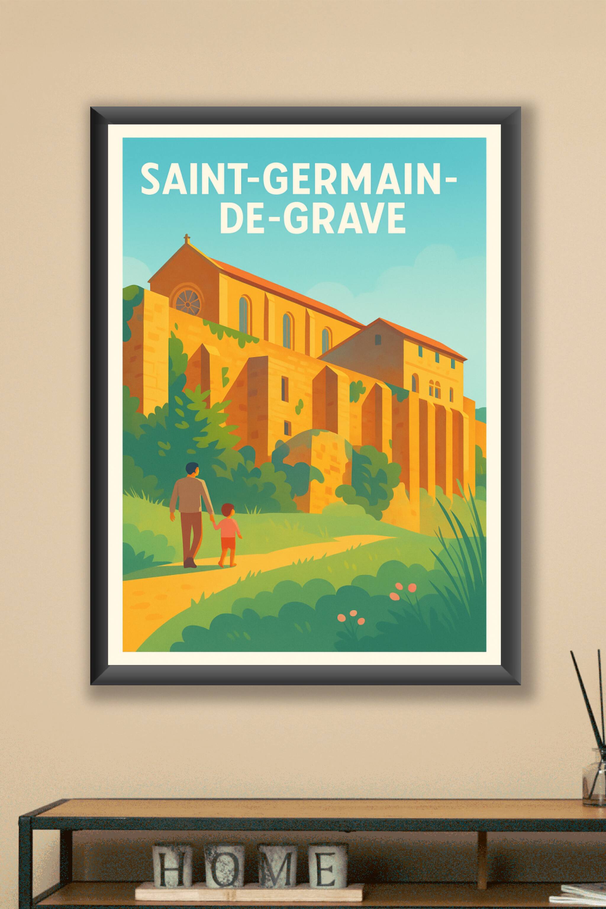Affiche Saint-Germain-de-Grave — Escapade en plein air et patrimoine · poster d'art de Saint-Germain-de-Grave
