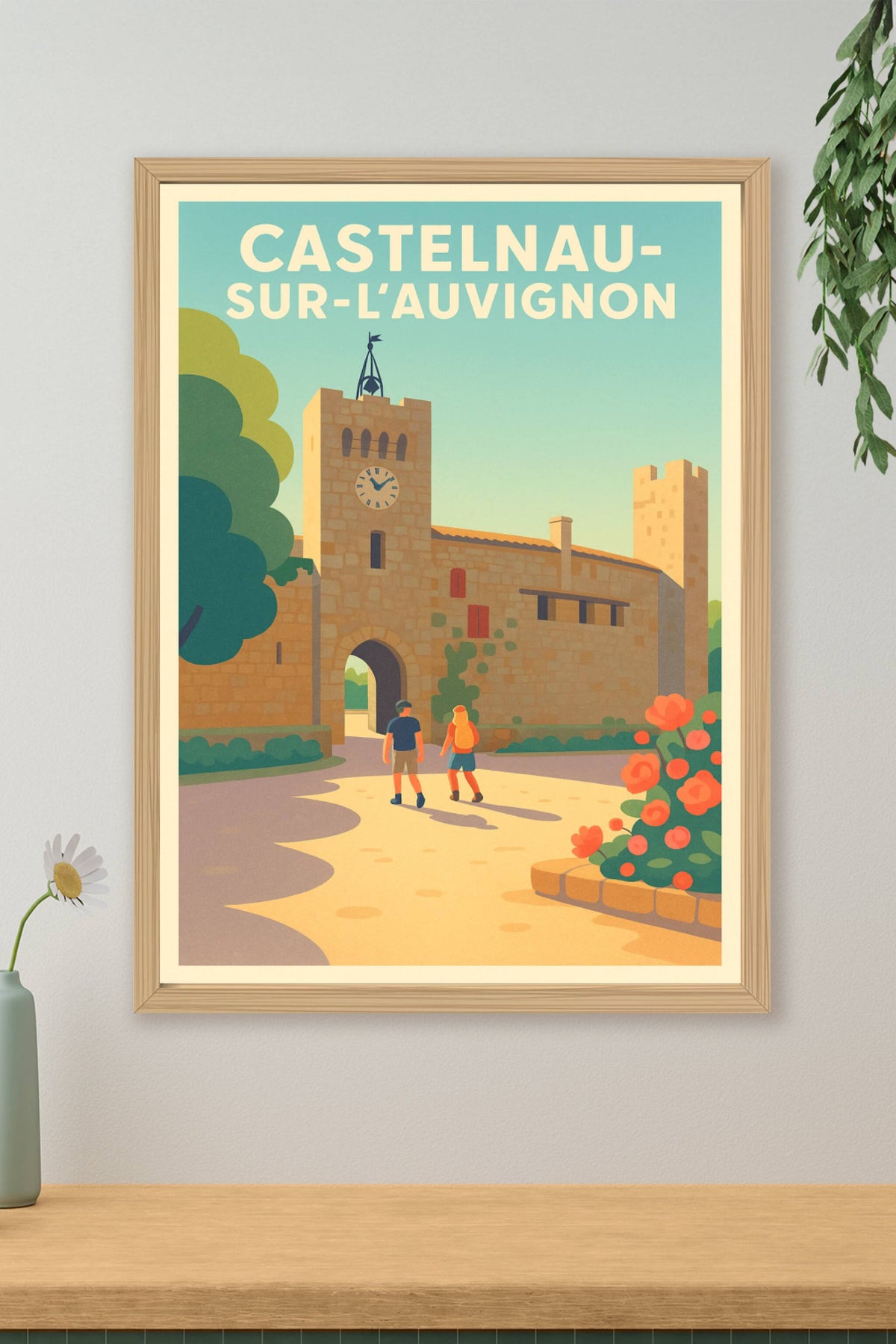 Affiche Castelnau-sur-l'Auvignon — Une escapade historique au cœur du Gers · poster d'art de Castelnau-sur-l'Auvignon