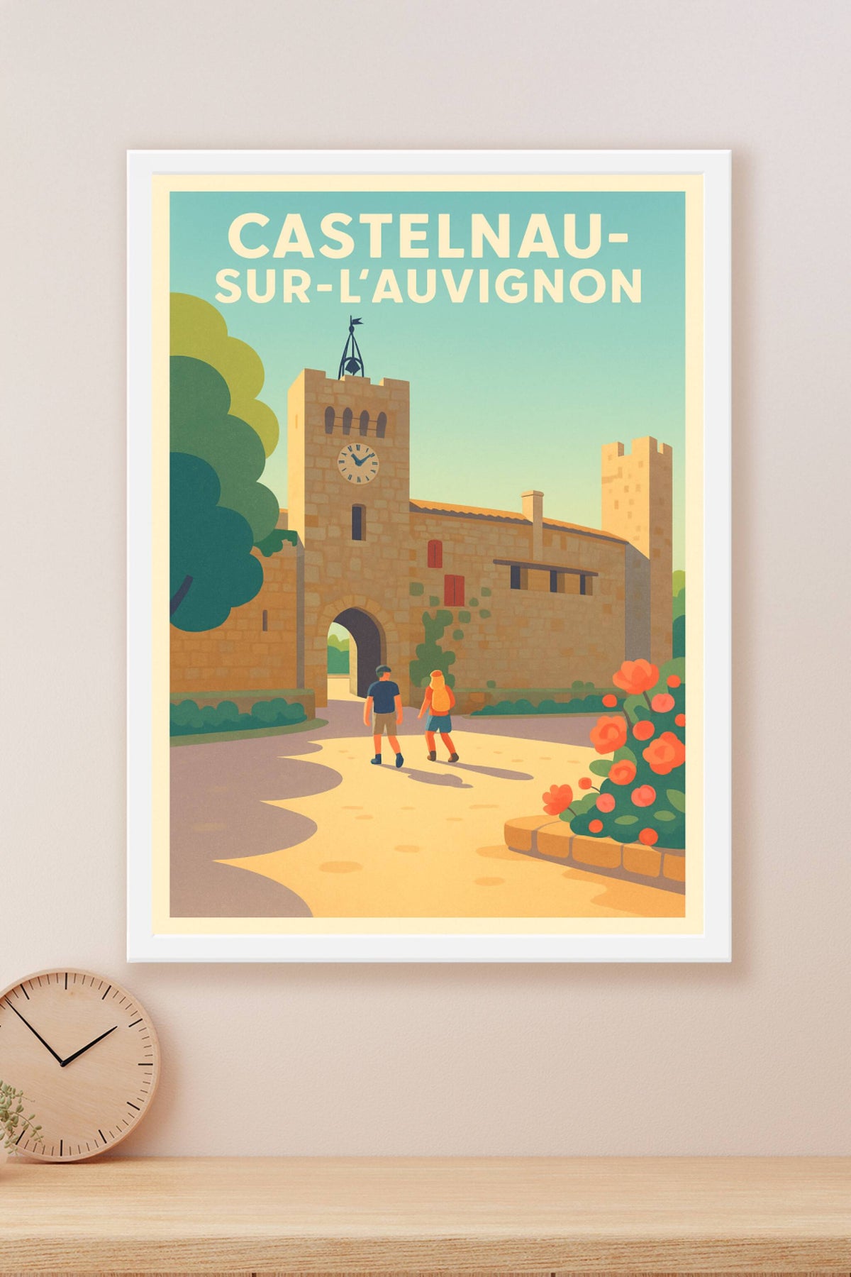 Affiche Castelnau-sur-l'Auvignon — Une escapade historique au cœur du Gers · poster d'art de Castelnau-sur-l'Auvignon