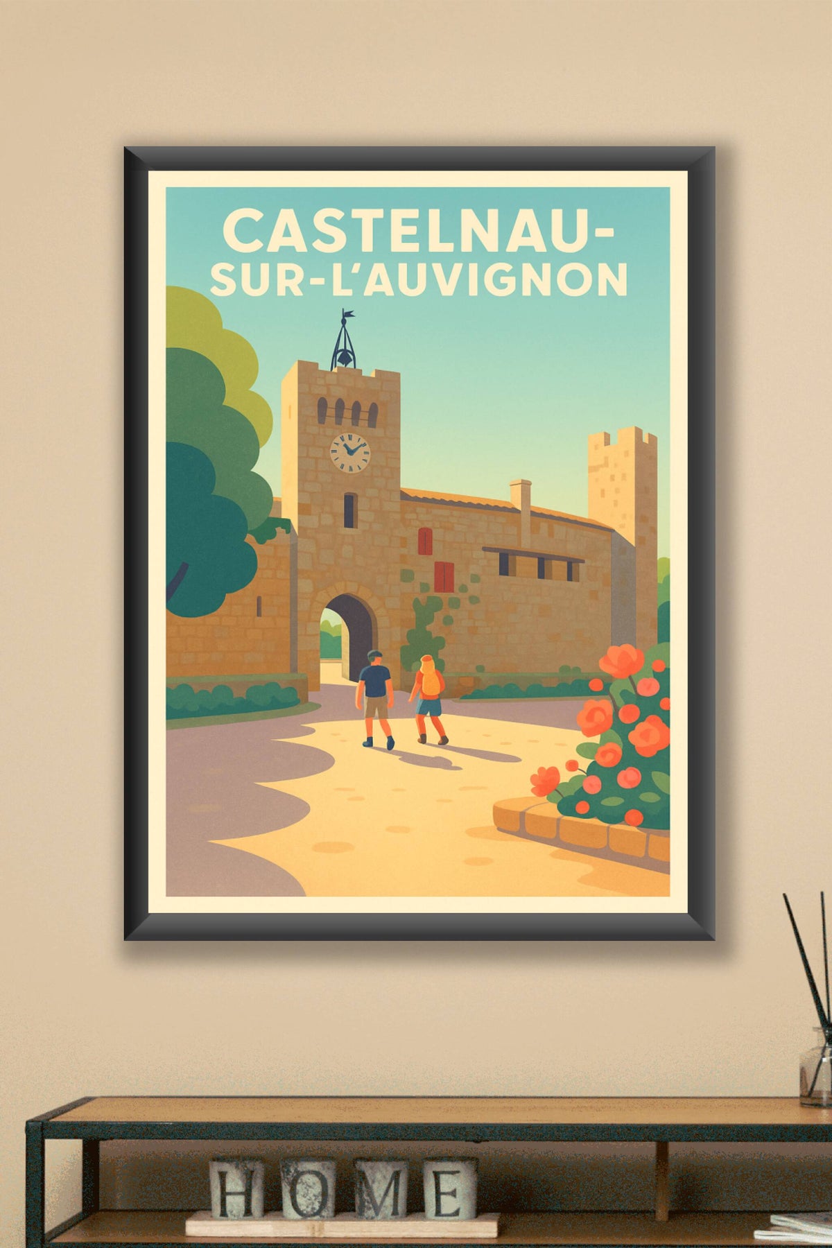 Affiche Castelnau-sur-l'Auvignon — Une escapade historique au cœur du Gers · poster d'art de Castelnau-sur-l'Auvignon