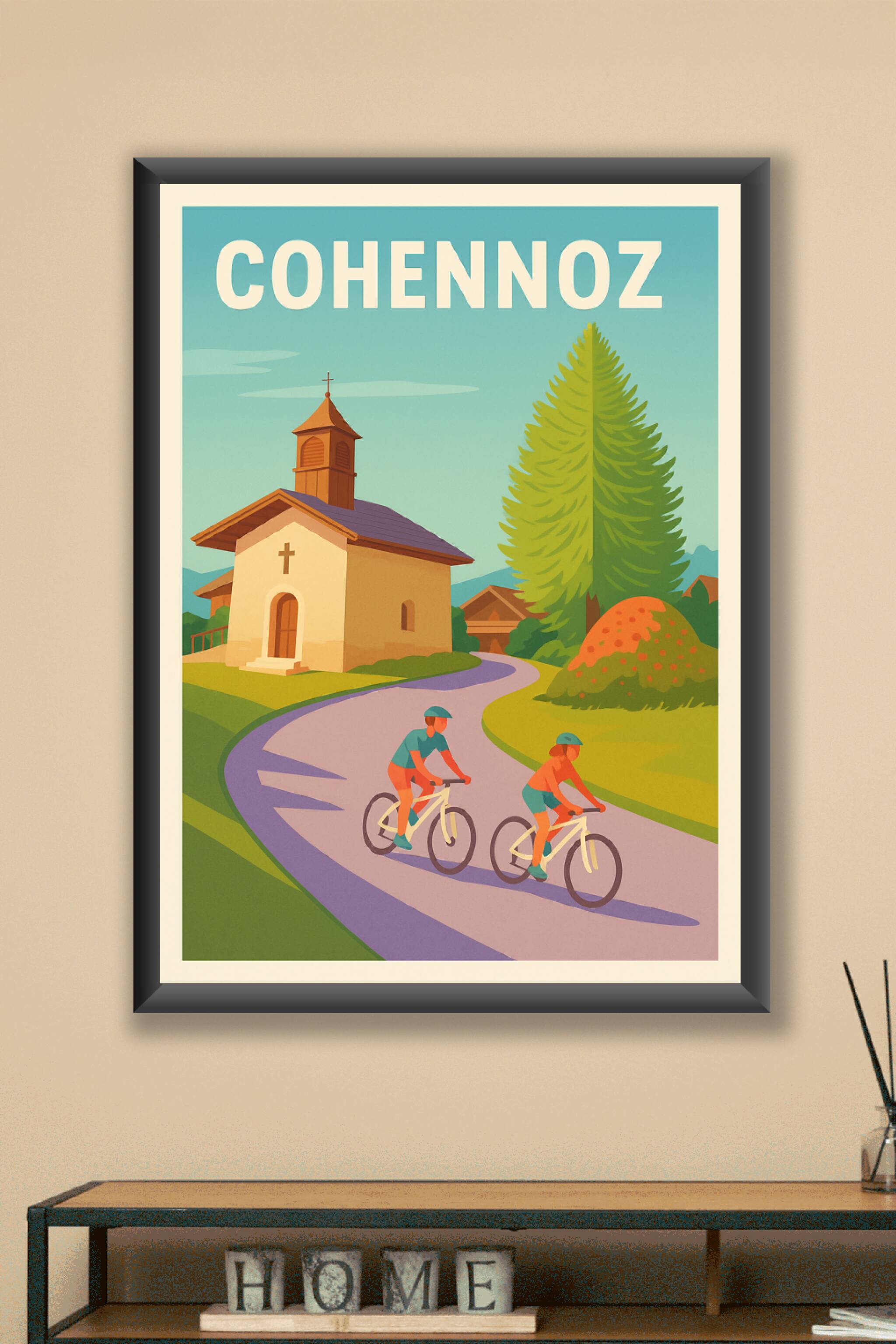 Affiche Cohennnoz — Évasion et nature à vélo · poster d'art de Cohennnoz