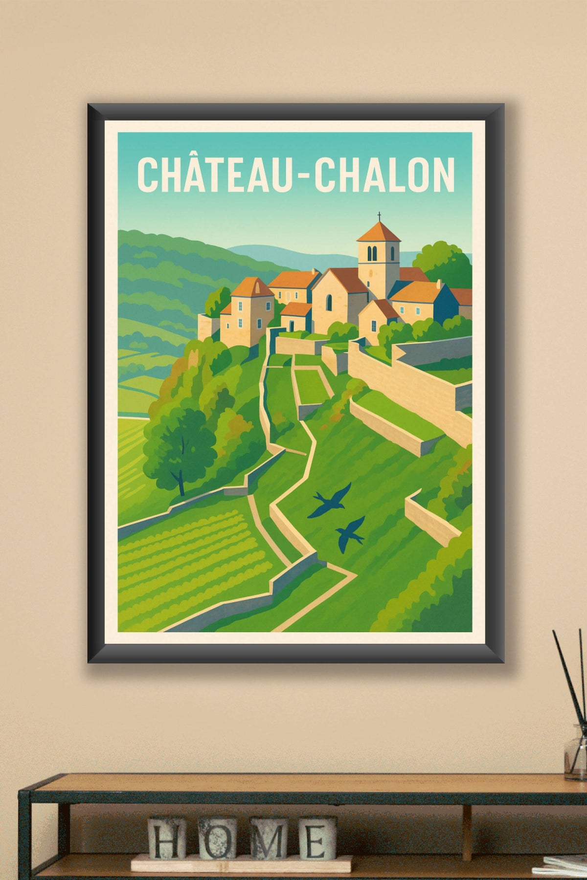 Affiche Château-Chalon — Charme et sérénité au cœur du Jura · poster d'art de Château-Chalon