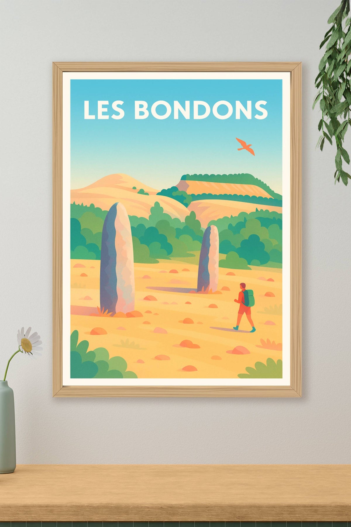 Affiche Les Bondons — Balade au cœur des mystérieux menhirs · poster d'art de Les Bondons