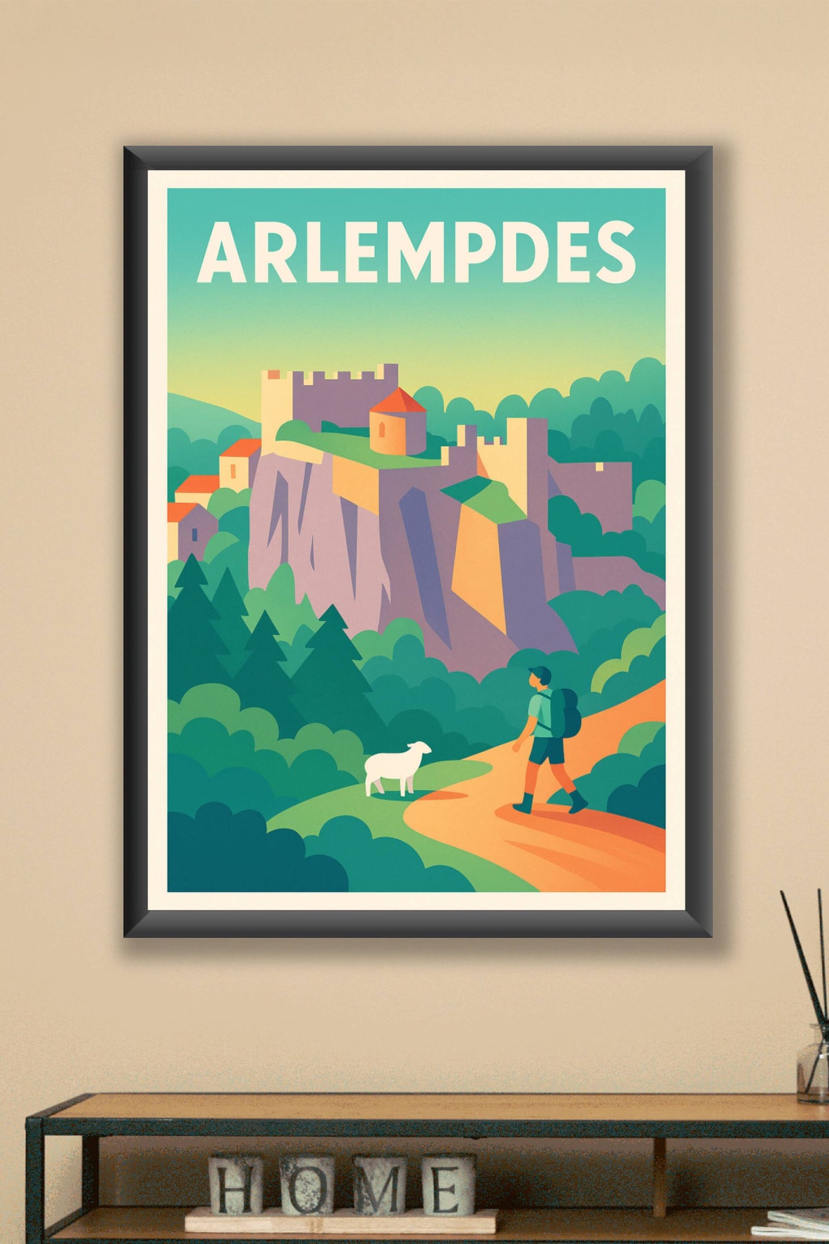 Affiche Arlempdes — L'escapade bucolique au château perché · poster d'art de Arlempdes