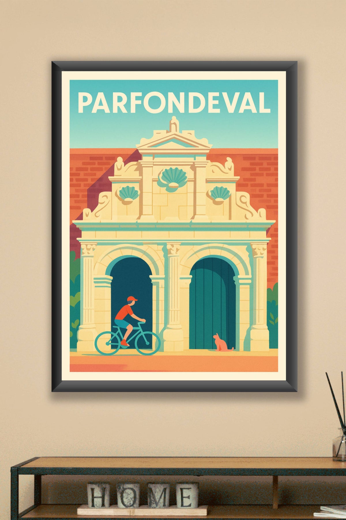 Affiche Parfondeval — Charme historique à vélo · poster d'art de Parfondeval